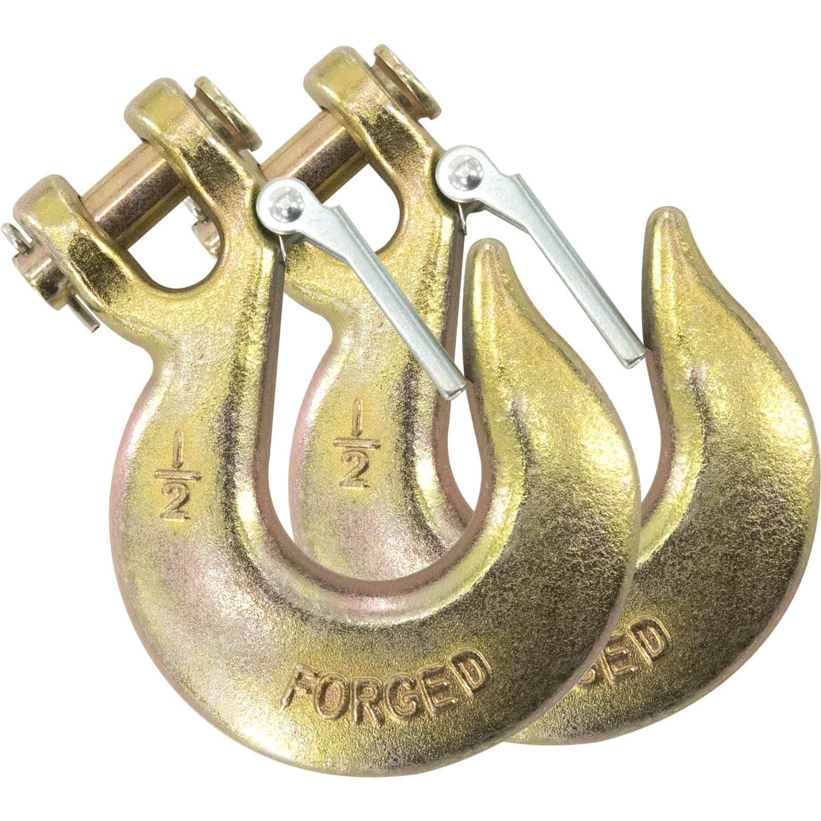 Photo 1 of 1/2" Clevis Chain Hooks, 2 Pack Heavy Duty Clevis Slip Hook with Safety Latch, Forged G70 Safety Chain Hooks for Trailer Transportation Towing Winches, 48,000LBS Capacity for Heavy Load