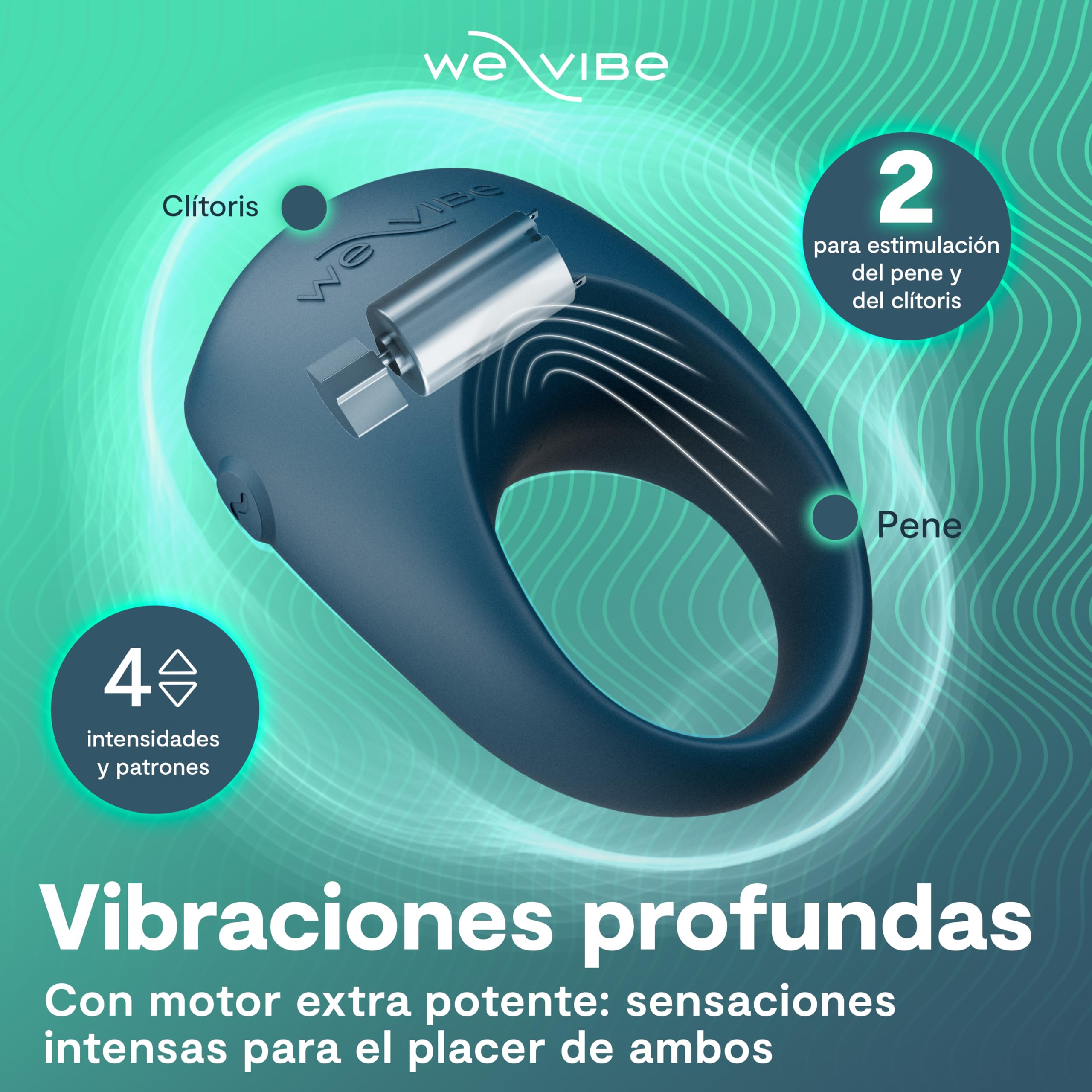 We-Vibe Pivot 2 Anillo Vibrador para Pene y Clítoris App Impermeable | Impermeable, control por app, silencioso, motor potente, diseño discreto, uso cómodo, formato práctico