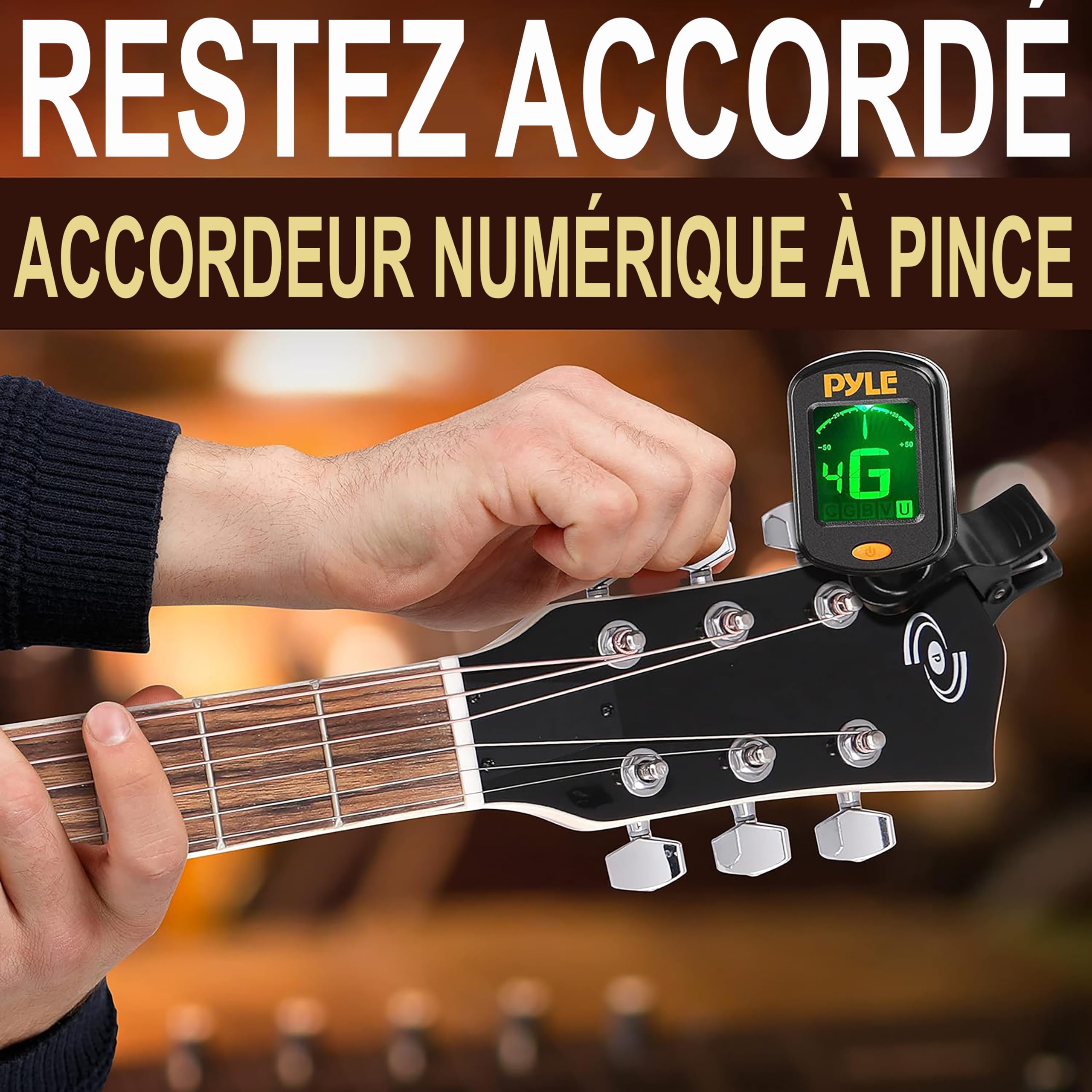 Pyle Guitare - Guitare Electro Acoustique Résophonique, Résonateur Traditionnel à Manche Rond Taille Réelle, Préamplificateur Intégré, Blanc