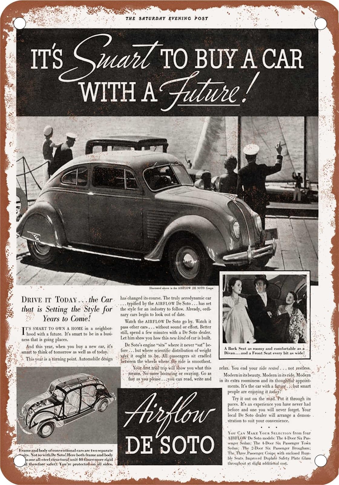 METAL SIGN - 1934 DeSoto Vintage Ad 06 - Old Retro Rusty Look home decor