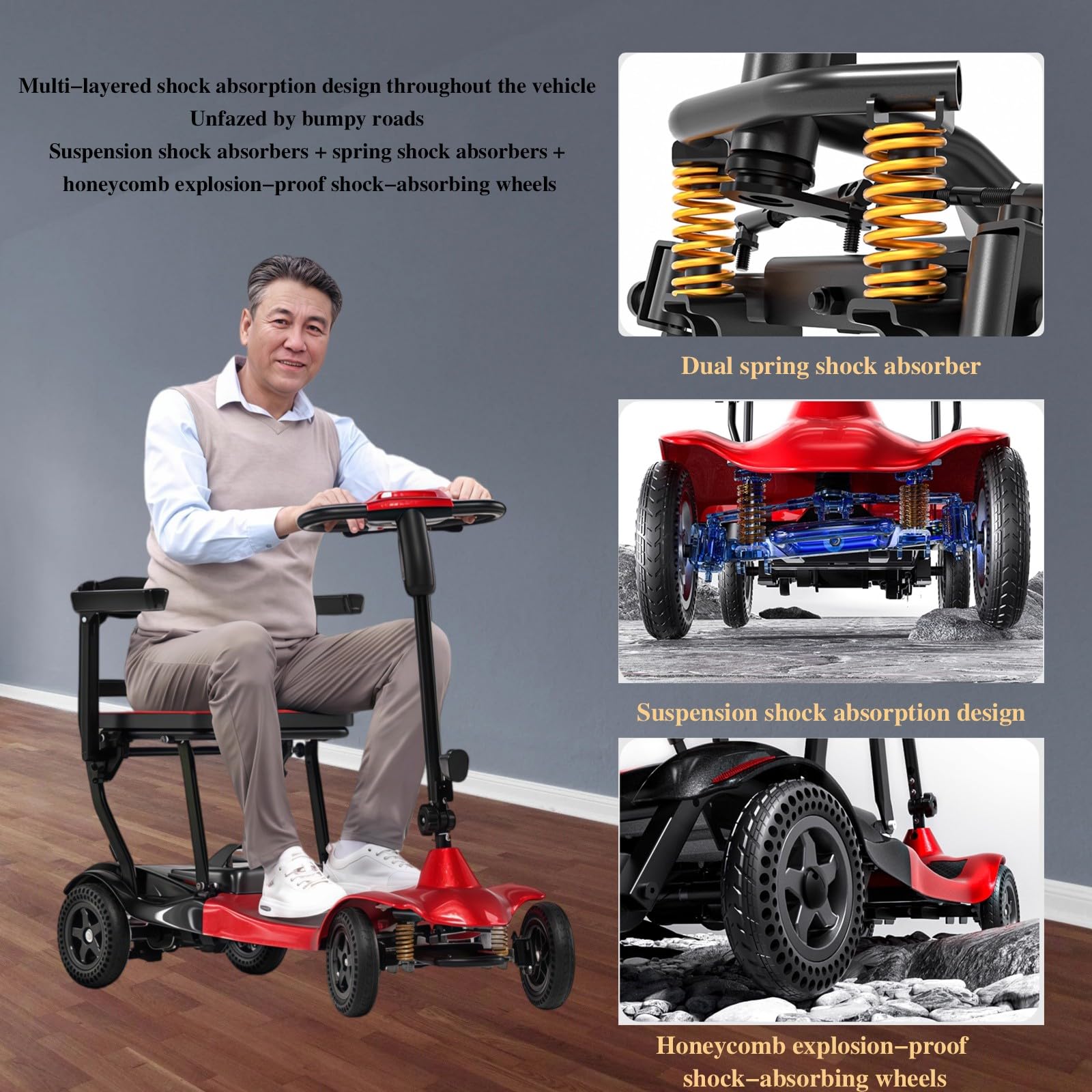 Véhicule Électrique Pliable Ultra Léger À Quatre Roues, Conçu Spécifiquement pour Les Personnes Âgées, Véhicule Électrique À Assistance Électrique, Scooter De Voyage Et De Mobilité.