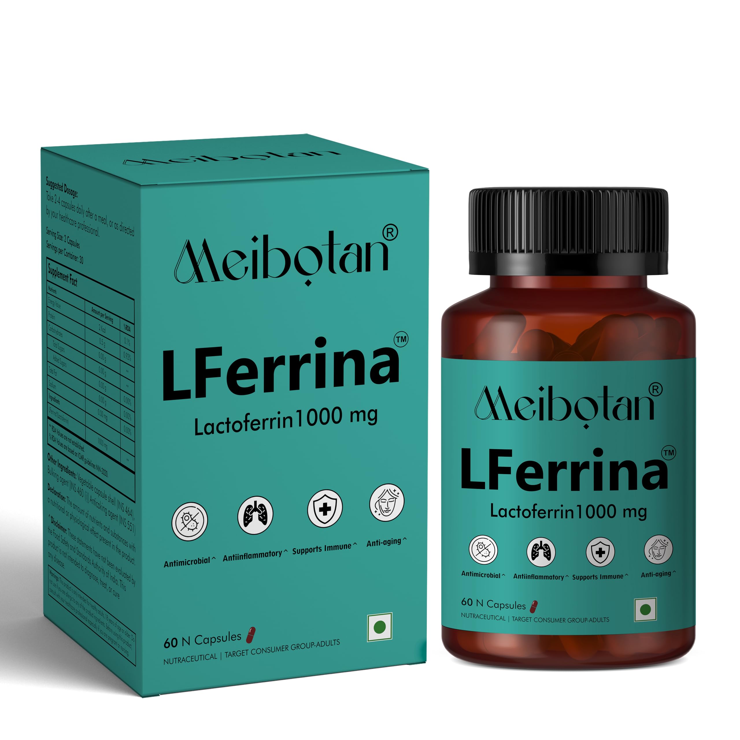 Sponsored Ad - Lactoferrin supplement multifunctional protein, Antimicrobial, Antiinflammatory, Production of white blood cells, Regulates iron metabolism, Digestion Support- 60 Veg Capsules