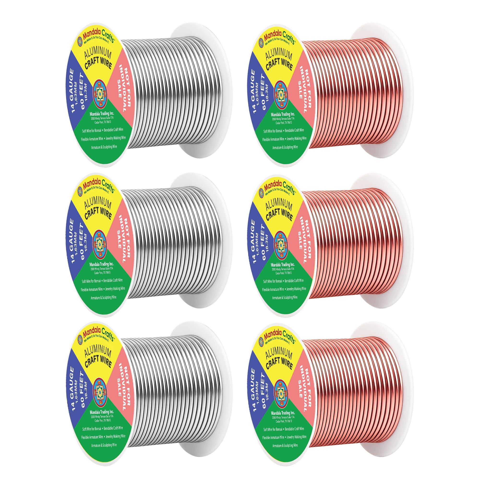 Mandala Crafts 14 GA Copper Silver Tone Combo Anodized Aluminum Craft Wire