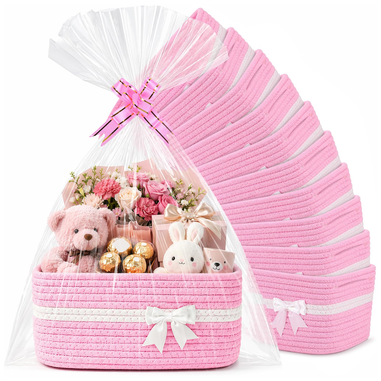 Photo 1 of AFOROEOA 10 Pack Pink Woven Gift Baskets