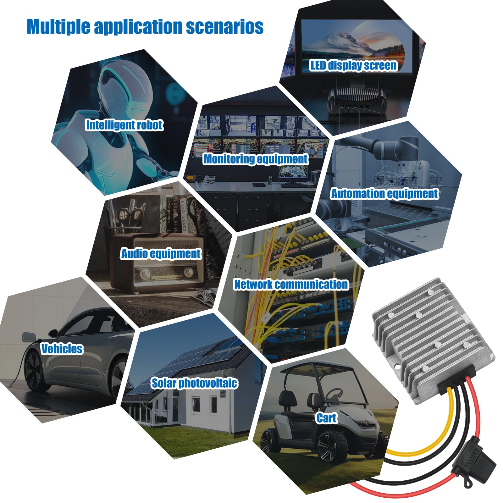 24V/48V/60V/72V a 24V 20A Buck Convertidor de Potencia DC-DC Transformador Reductor de Fuente de Alimentación Convertidor Buck para Interruptores de Equipos CNC Paneles Fotovoltaicos y más