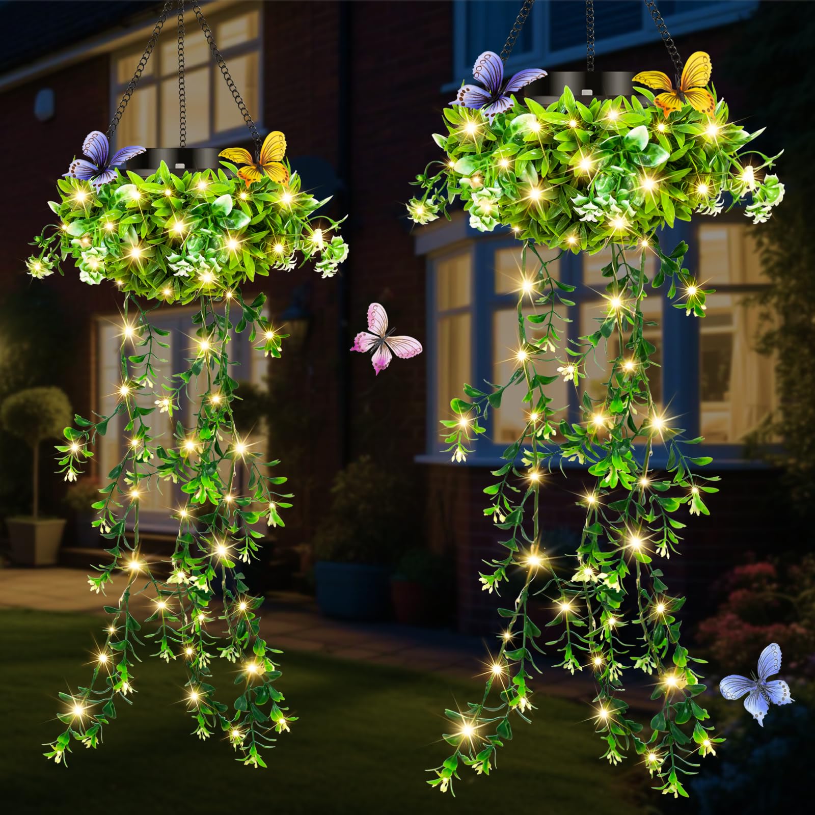 Solar Hanging Garden Lanterns with Flowers