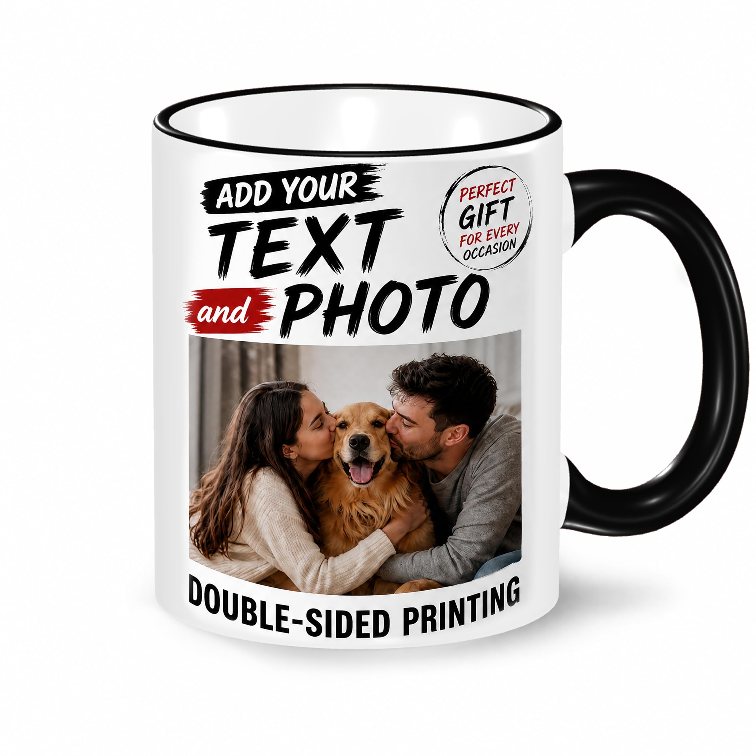 CMLONGQIA Custom Mug with Photo Text Logo Personalised Coffee Mug 11Oz Double Side Customised Present for Friends Family Birthday