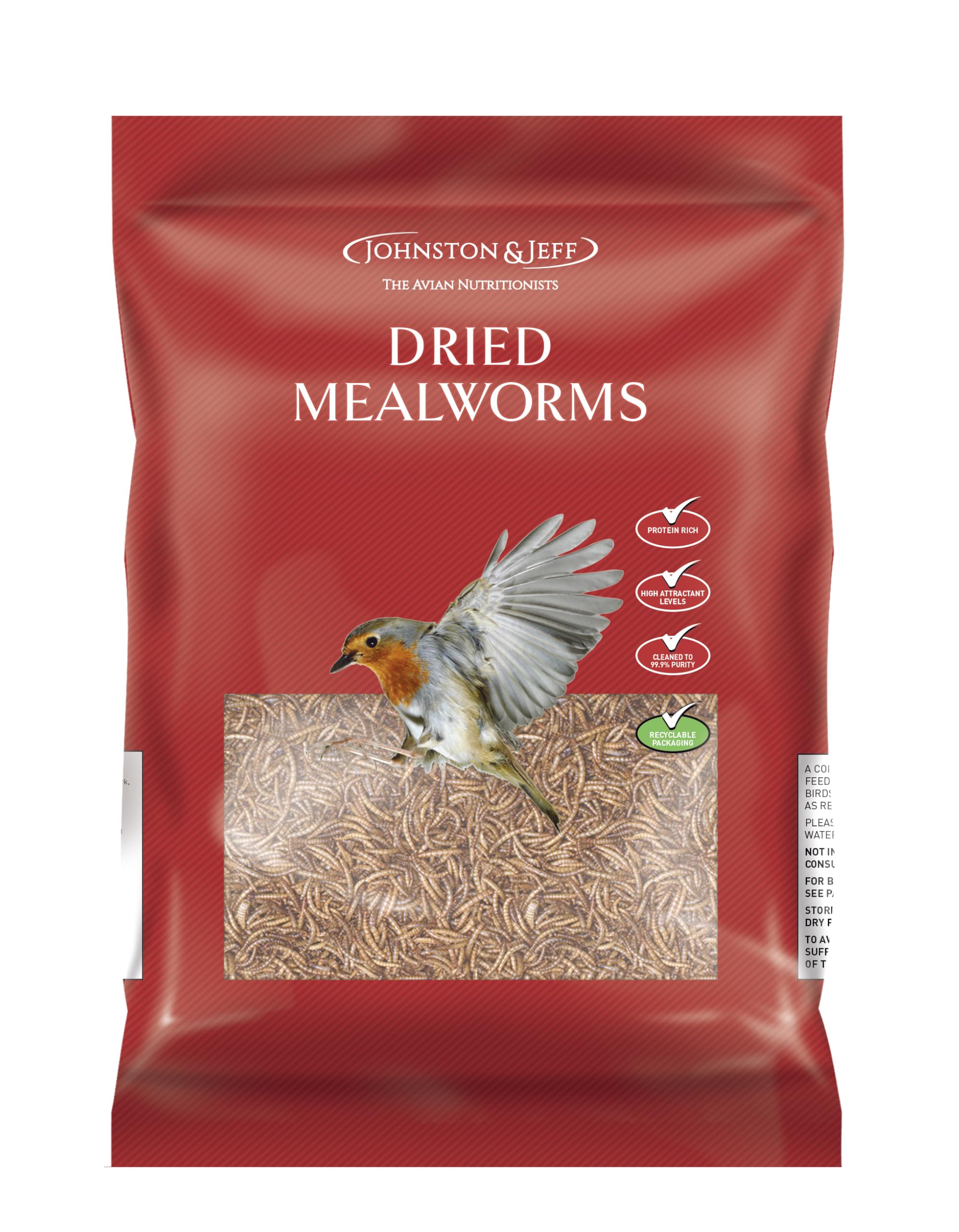 Johnston & Jeff 1kg Dried Mealworms Premium Wild Bird Food Wildlife