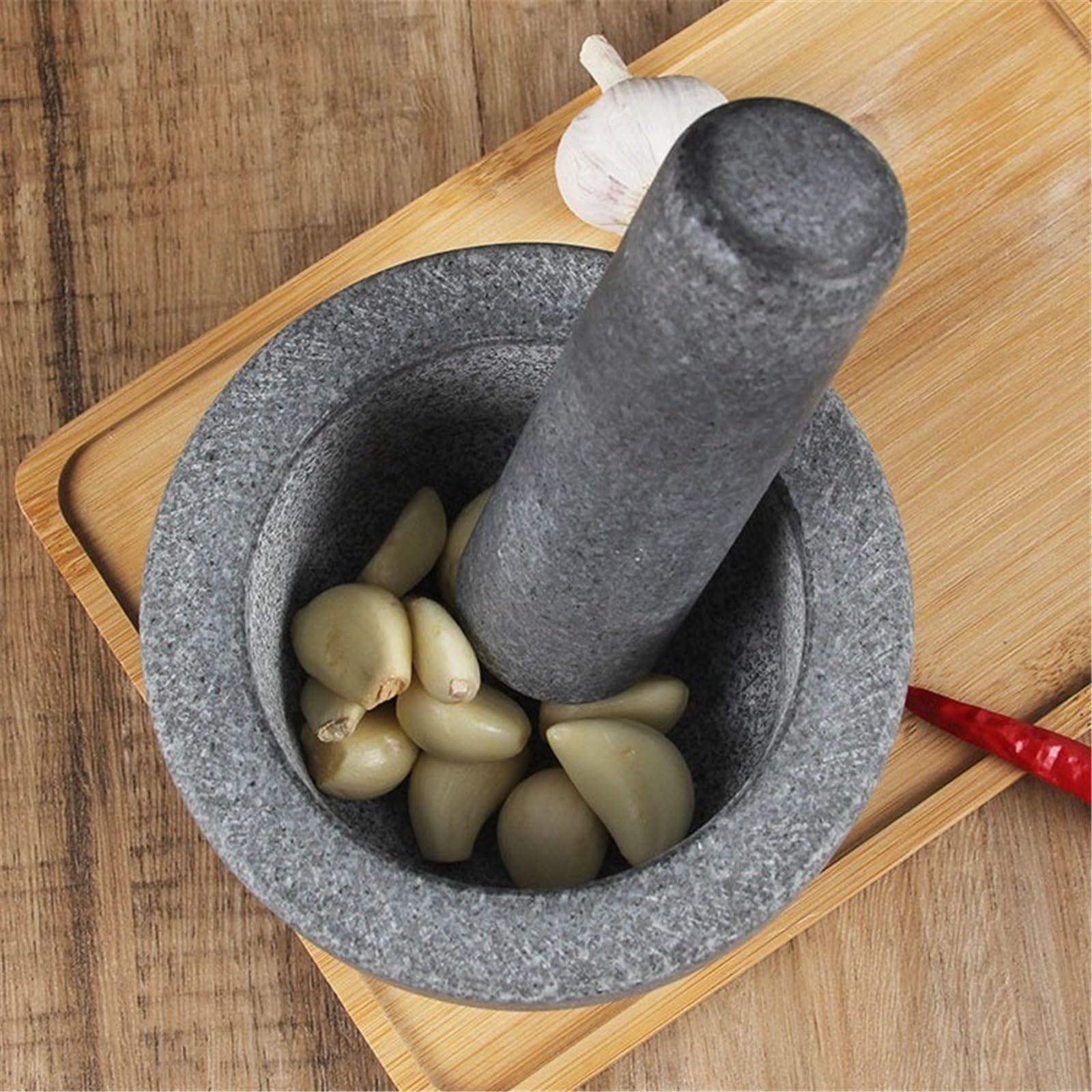 Pratico Set mortaio e pestello dal design interno satinato for cucina