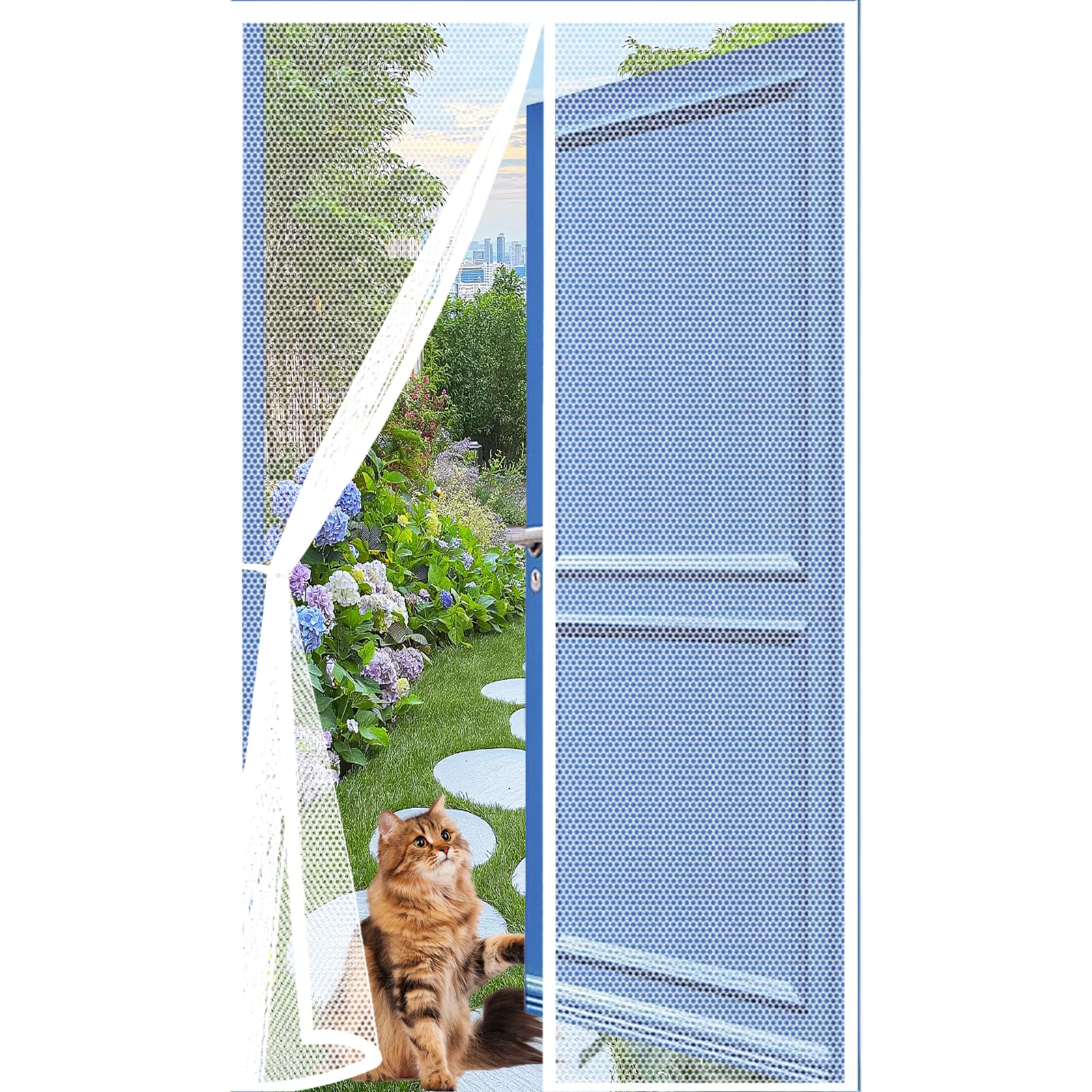 Lijiao White Door Fly Screen 74 X 180 Cm Keep Bugs Out Lets Fresh Air In, With Powerful Magnets And Full Frame Hook&Loop, No Gap, Mesh Curtain Magnetic Fly Screen Door Kid And Pet Friendly,