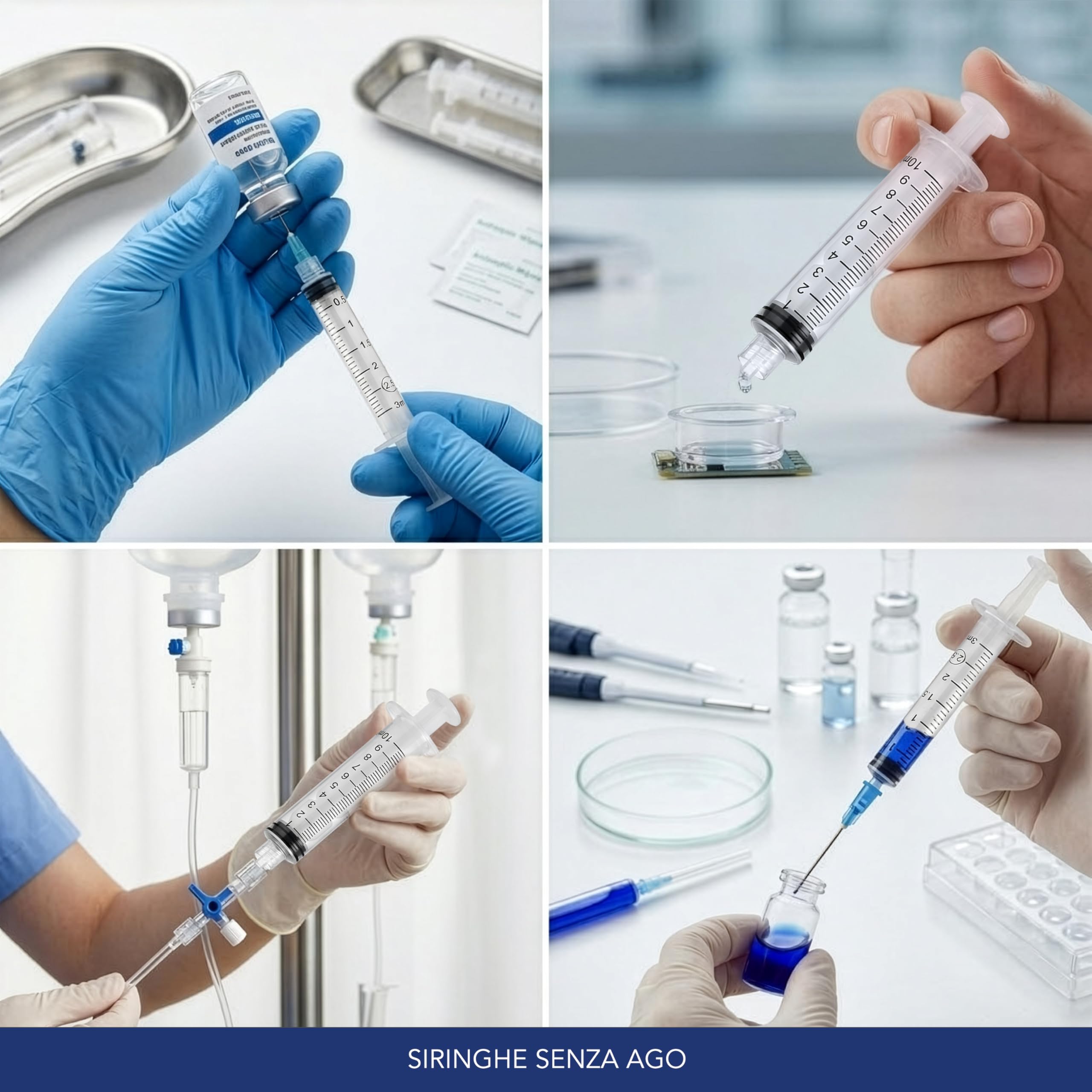 Siringhe sterili Luer Lock 1 ml - siringa senza ago, cono centrale, atossiche, apirogene
