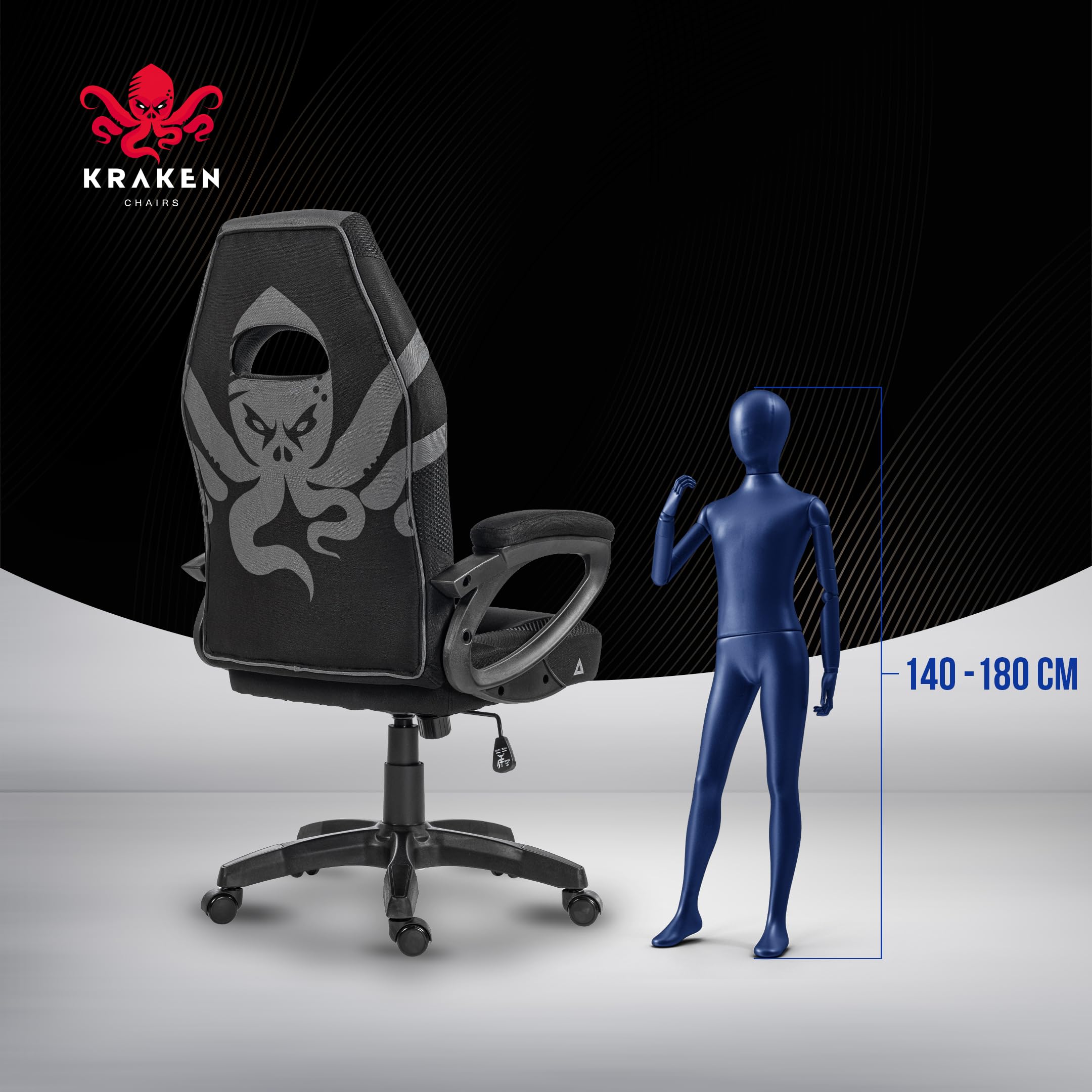Sedia Gaming Tessuto Traspirante - Poltrona Gaming Ergonomica Con Inserti Mesh, Imbottitura Morbida, Funzione Dondolo E Gaslift, Sedia Ufficio Portata 130 kg, Nero-Grigio