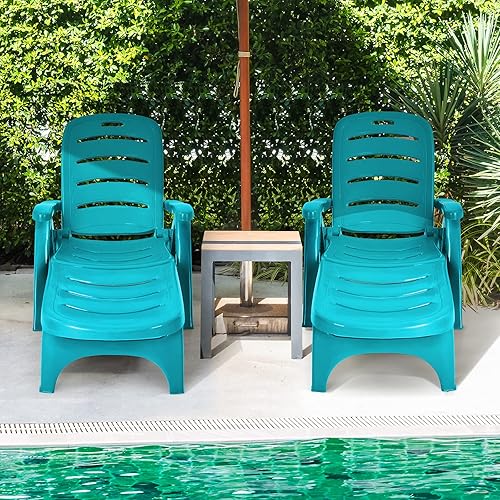 Miniatura 2 de Tangkula Tumbona para exteriores, silla reclinable ajustable de 5 posiciones con ruedas integradas, resistente a la intemperie para patio, patio