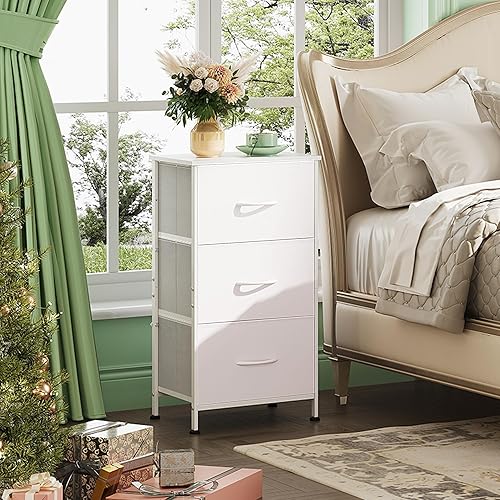 Miniatura 2 de WLIVE Mesita de noche con 3 cajones, cómoda de tela, unidad organizadora, cómoda de almacenamiento para dormitorio, pasillo, entrada, armarios,