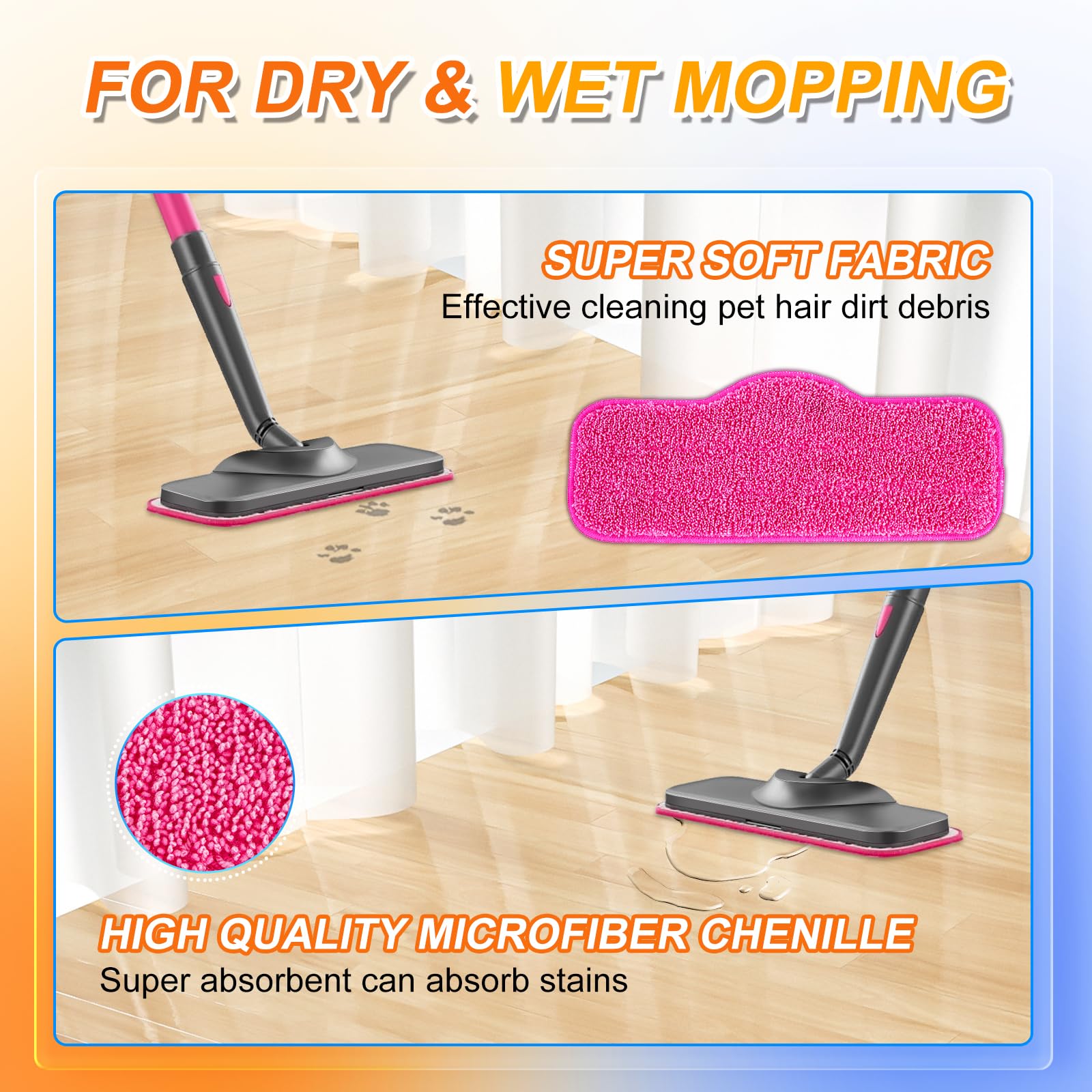 Almohadillas de mopa de vapor compatibles con el limpiador de mopa a vapor Schenley y el limpiador de vapor Dupray Neat, repuesto de almohadilla de microfibra para suelos multisuperficie,