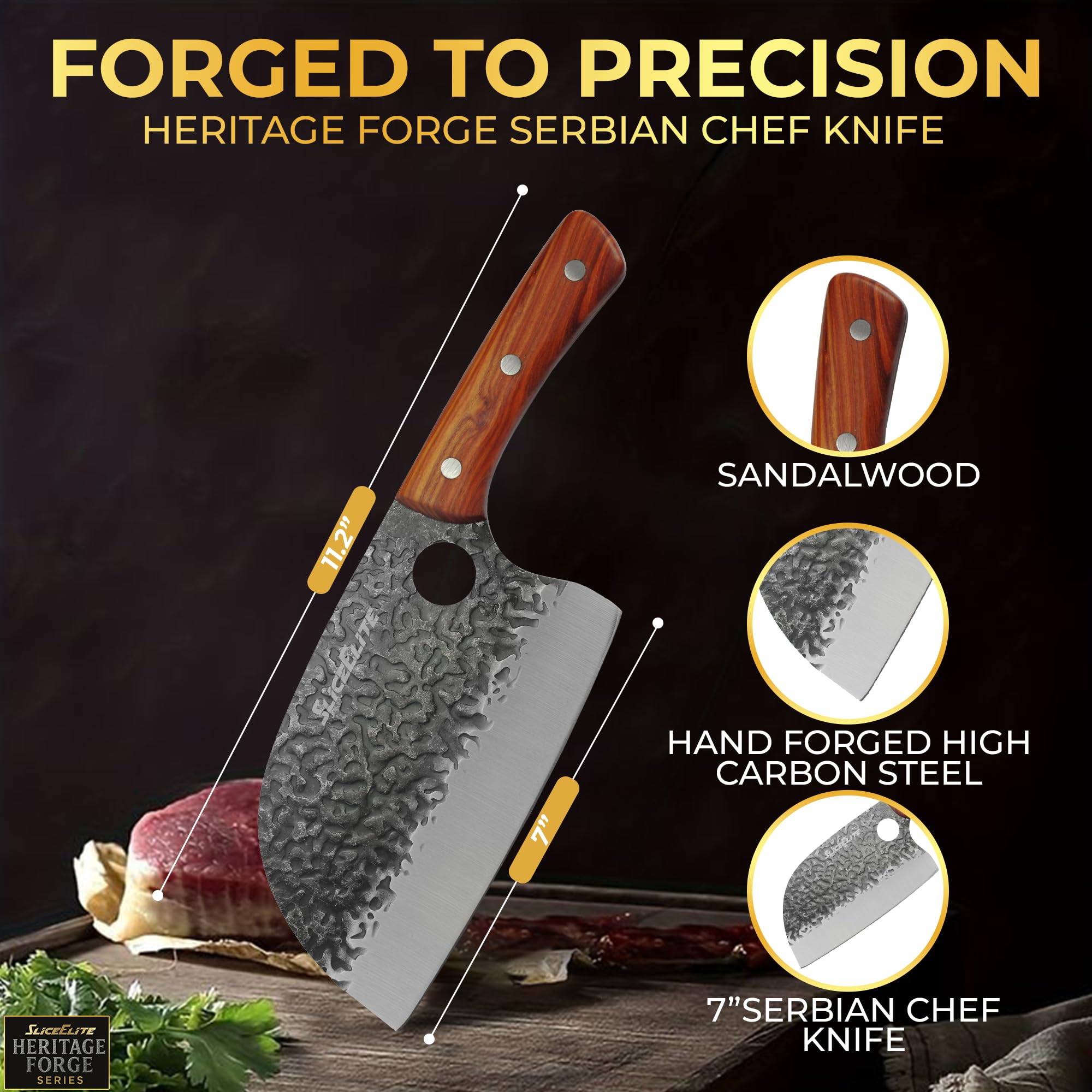 Serbian Chef Knife Vegetable Chopper Meat Cutting Kitchen Knife Food Prep — Amazon image 7