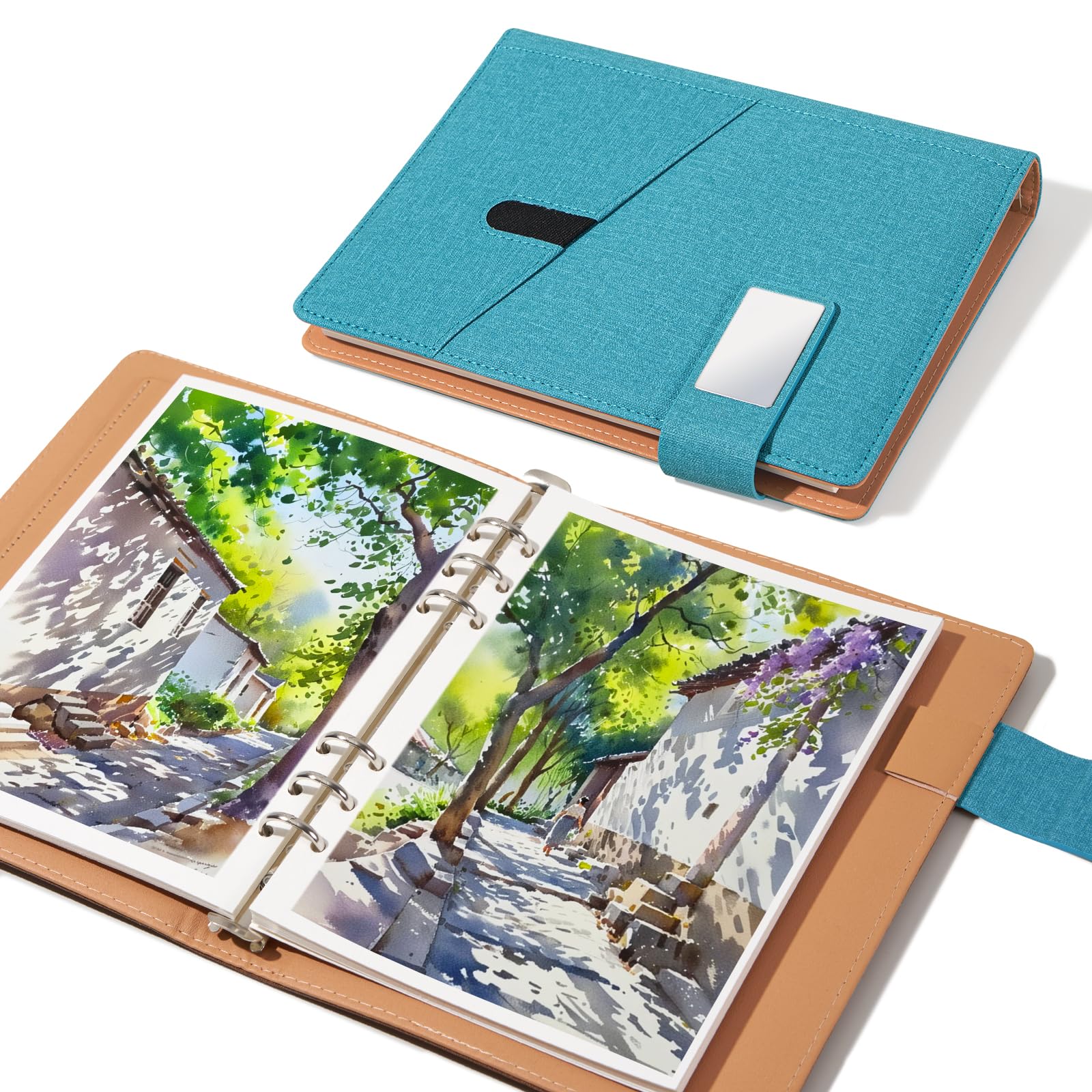 LIGHTWISHWatercolor Sketchbook,100% Cotton Acid Free Watercolor Journal,300gsm/140lb Hot Press Watercolor Paper for Artists,Adults,Students,20 Sheets,9.25 * 6.3 Inches(Cloth Blue)