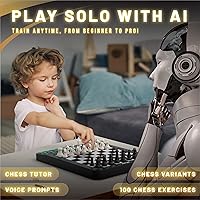 Vista 5 de iCore Electronic Chess Set Pro Black : Voice Guide, 30 Levels, 100 Teaching Exercises, Learning Mode for All Ages