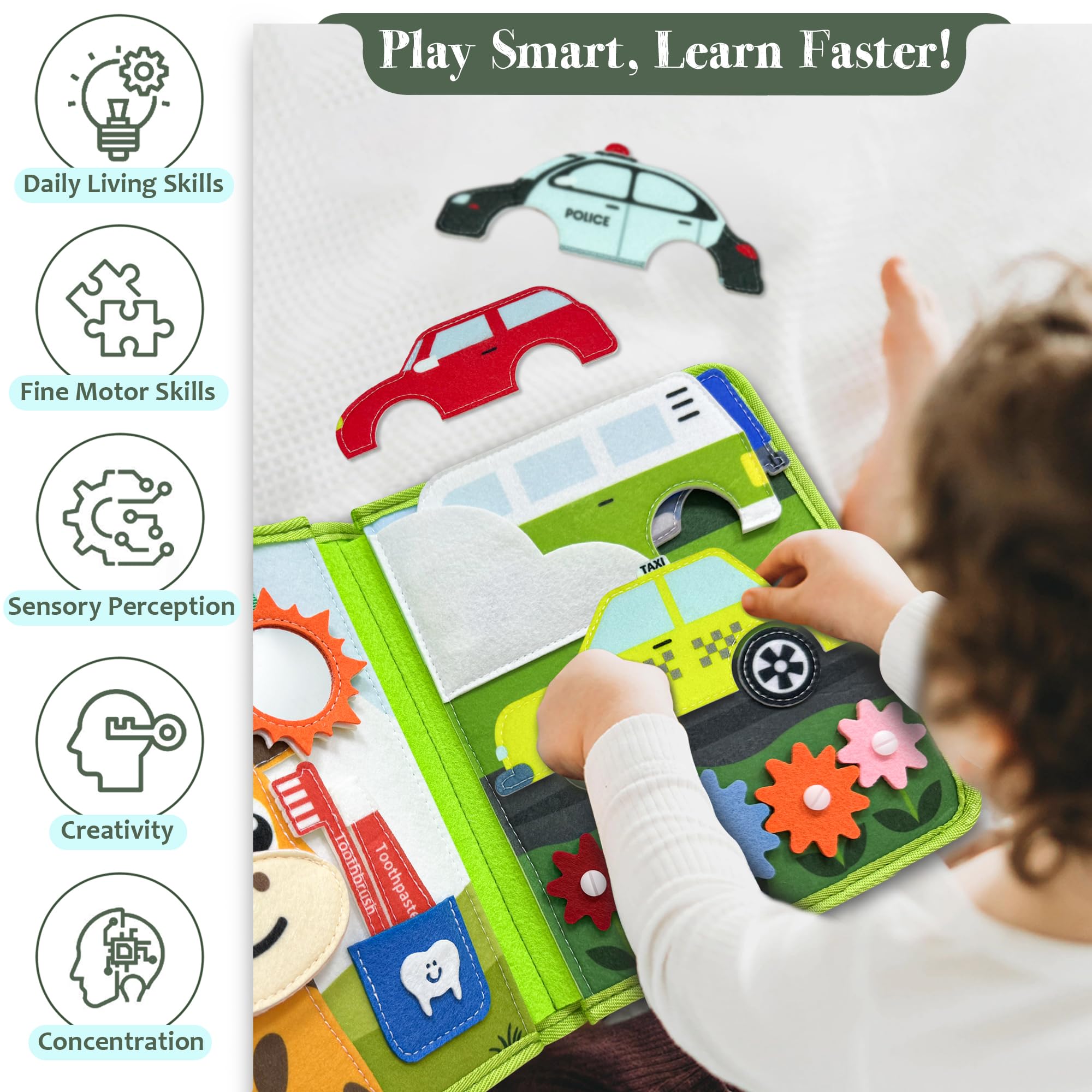 Libro Montessori 1 año, 22 en 1 Busy Board de Actividad, Sensorial Montessori Juguetes niños 1 2 3 4 años, Juegos Educativos Niños, Regalos Originales para Niños Niñas Cumpleaños Navidad
