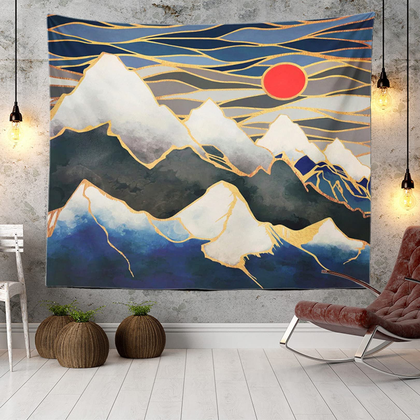 Amazon.co.jp: 和柄 タペストリー 鶴と富士山 菊 おしゃれ壁掛け 和風 