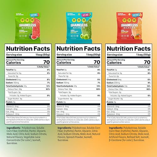 Miniatura 2 de Shameless Snacks - Gomitas keto bajas en carbohidratos sin gluten, paquete de dulces - Manzana verde, sandía, chile y mango