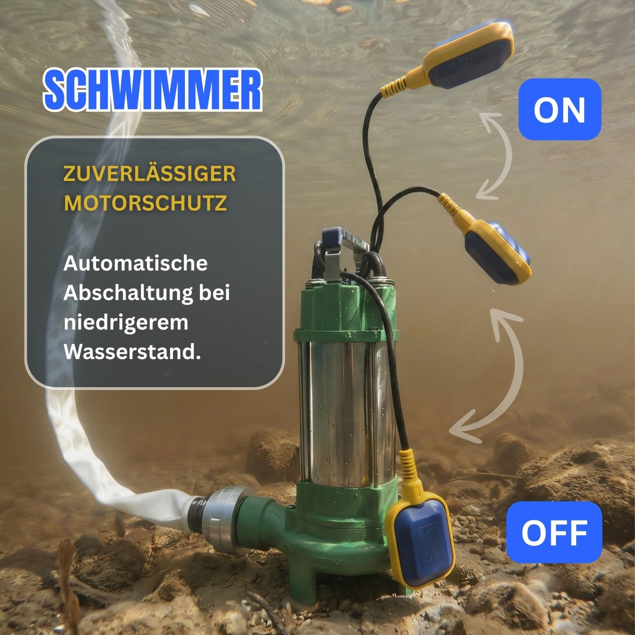 Profi Fäkalienpumpe Schmutzwasserpumpe V550 11000 L/h (Profi Fäkalienpumpe mit 20m 2" C-Schlauch)