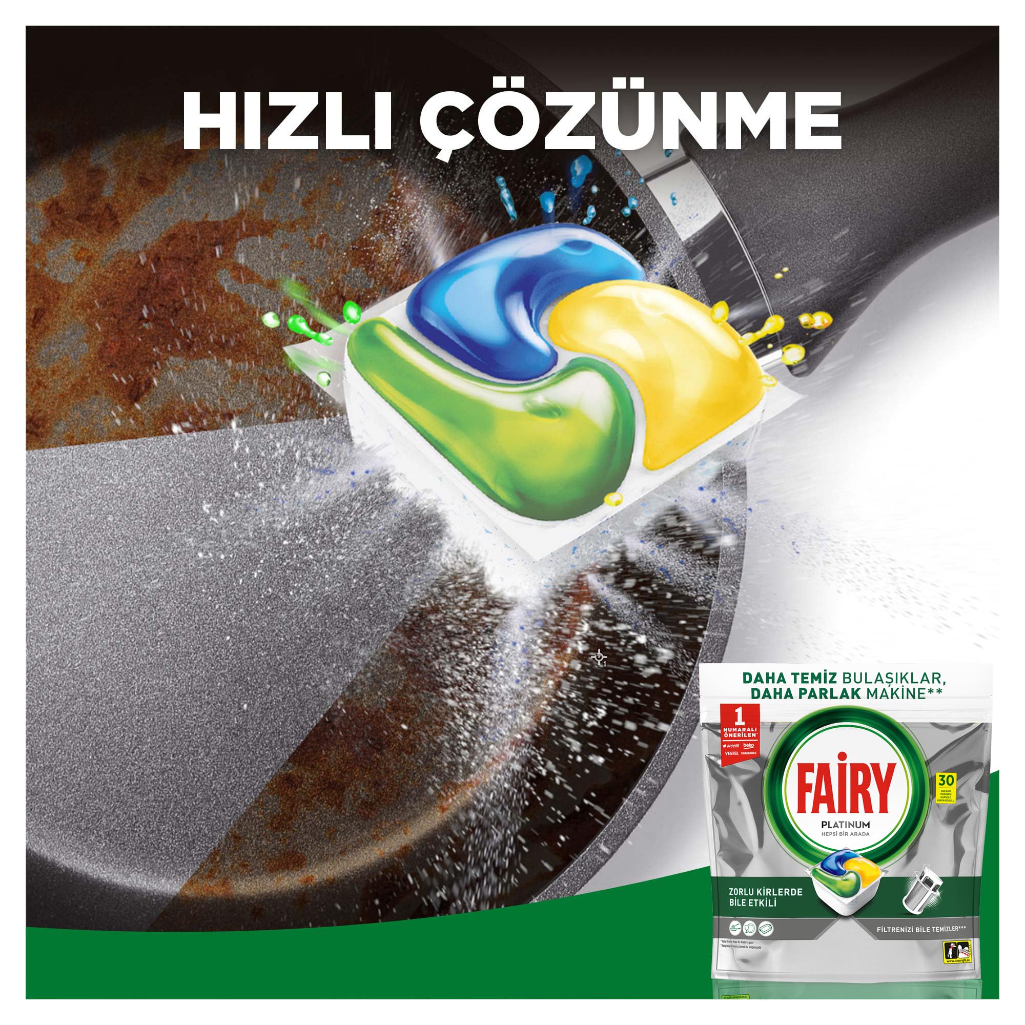 Fairy Platinum Bulaşık Makinesi Deterjanı Kapsülü/Tableti 30 Yıkama (4 paketi)