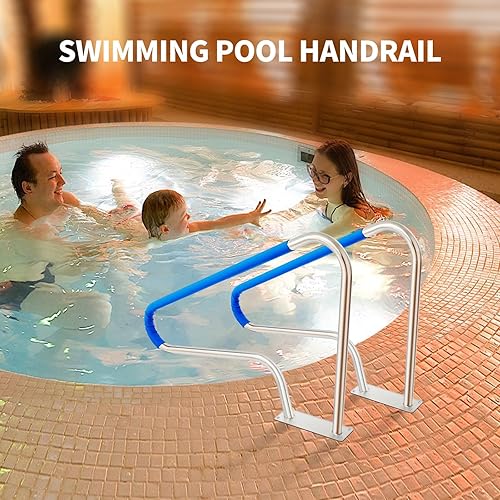 Miniatura 8 de Barandilla de piscina de 39 x 30 pulgadas, acero inoxidable 304, capacidad de carga de 250 libras, color plateado, a prueba de óxido, barandilla