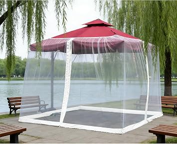 Patio Mosquito Netting 3M,Square Umbrella Mosquito Net, with Adjustable Rope and Double Zipper Door, Mosquito Netting Patio Cantilever Umbrella and Outdoor Gazebo Canopy White, Square