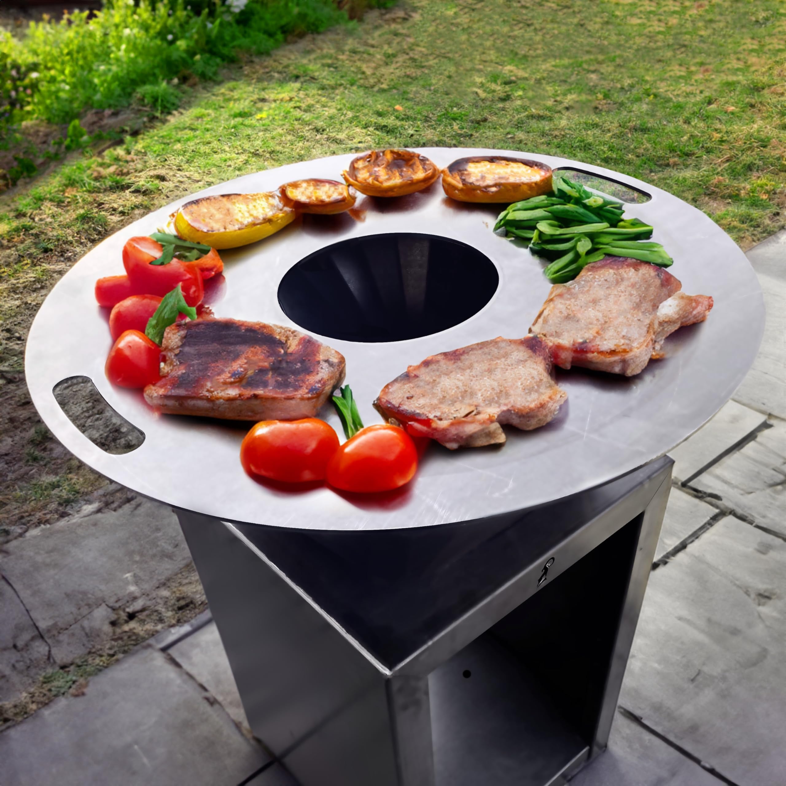 ZIEGER Płyta ogniowa, płyta grillowa, okrągła (Ø -średnica: 800 mm/80 cm; materiał: stal konstrukcyjna S355MC)