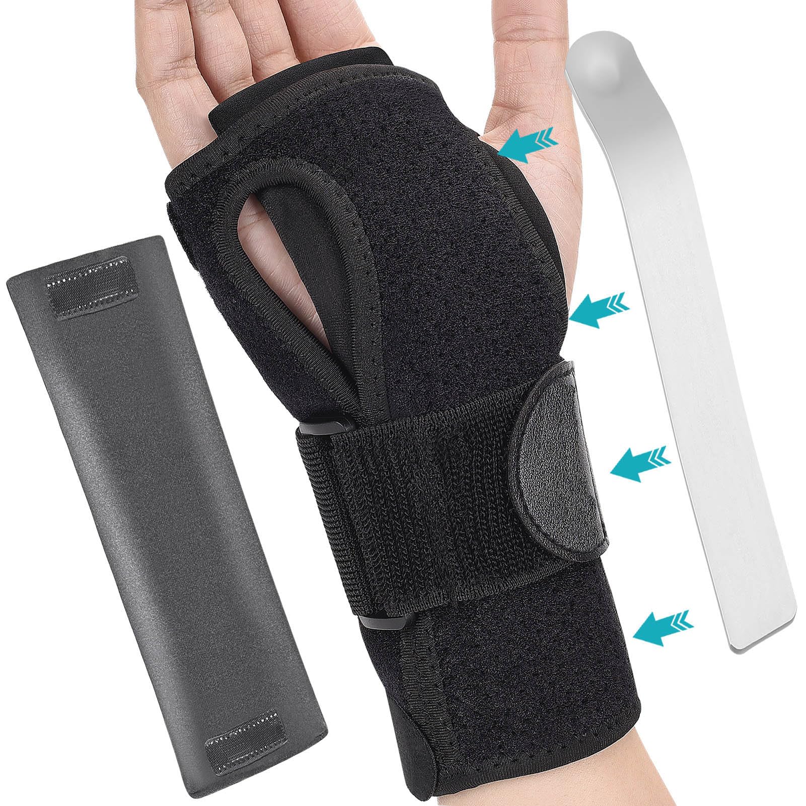 Wrist Brace for Carpal Tunnel Relief – Wrist Splint for Right & Left Hand with Aluminum Bar Support – Eases Tendonitis, Arthritis, and Sprain Discomfort – Fits for Women and Men, Small