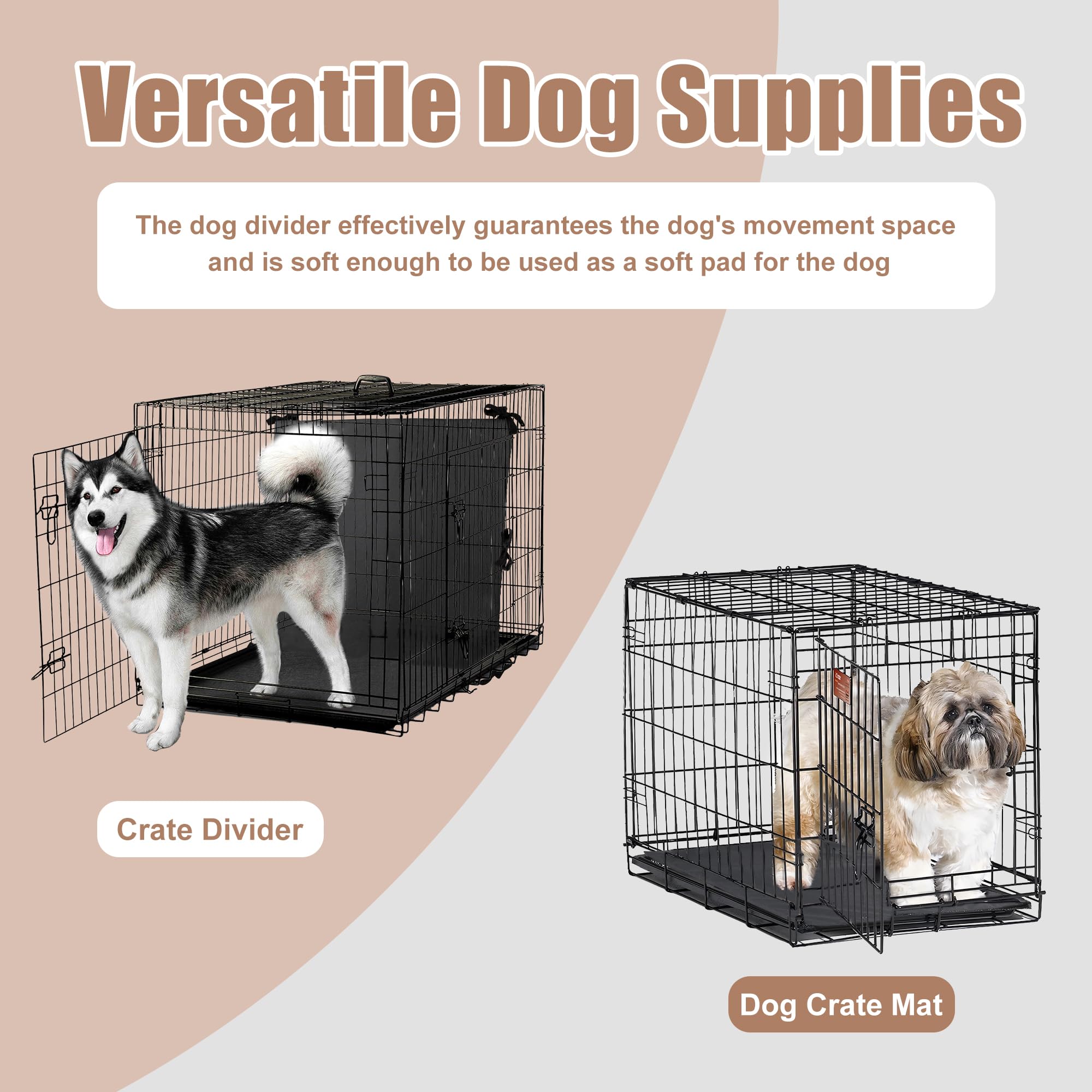Black Dog Crate Divider Panel With Ties - Soft Thick Kennel Divider For 36 Inch Crates, 23.62 X 21.65 Inch