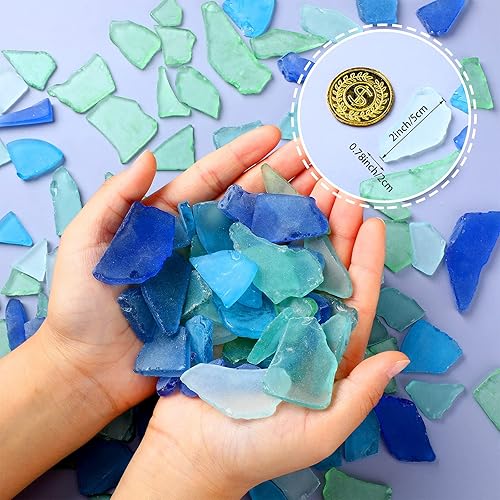Miniatura 5 de Jetec Cristal de mar de 22 onzas azul caribeño y azul cobalto, blanco y troceado, piezas de vidrio de mar a granel para playa, boda, fiesta,