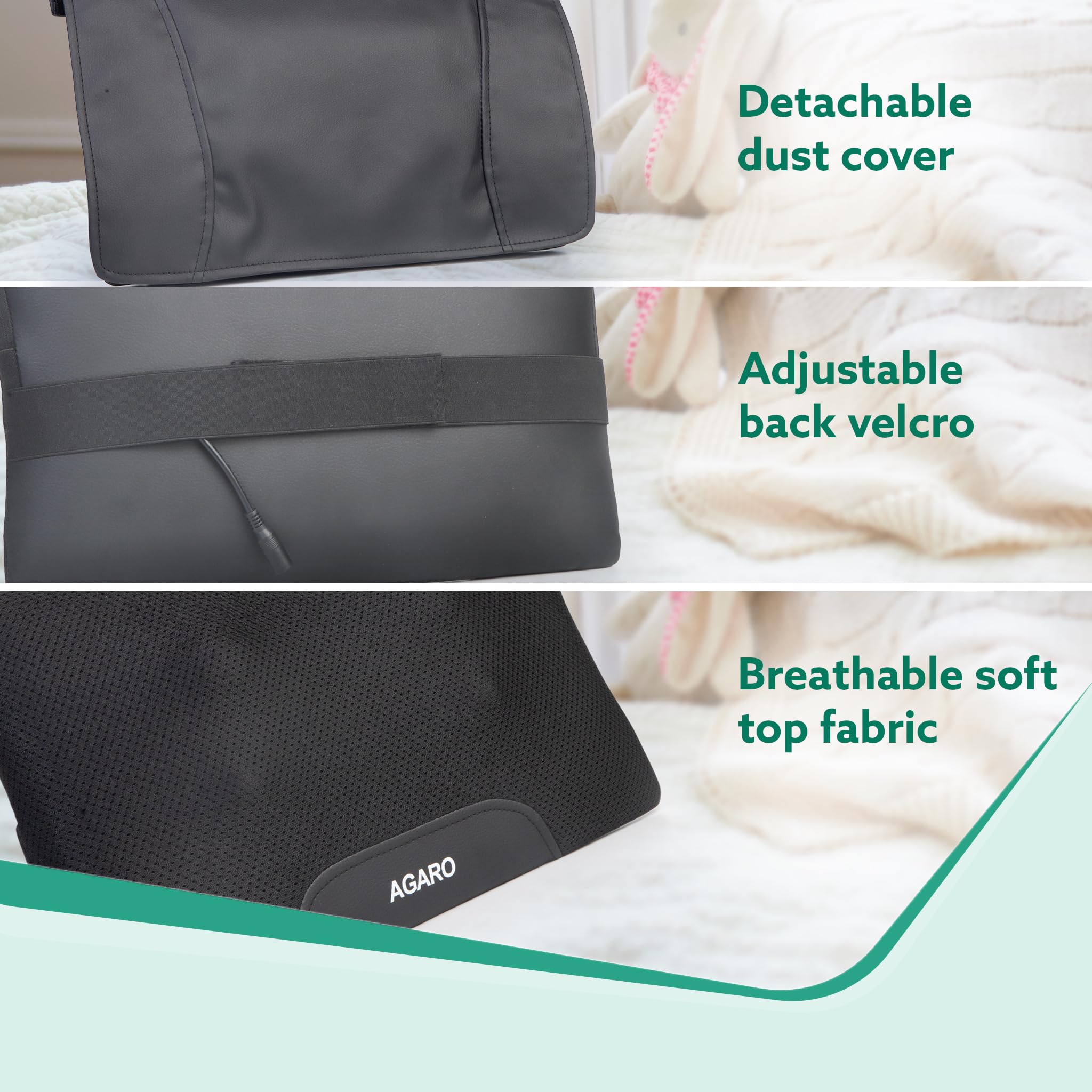 AGARO Deluxe Shiatsu Neck & back cushion Massager with 4 Rollers & Lukewarm Heat, Corded Electric for Body Massage, for Neck, Back, Shoulders, Waist, Legs, Foot, Relieves Fatigue and Muscle Pain - Image 4 thumbnail