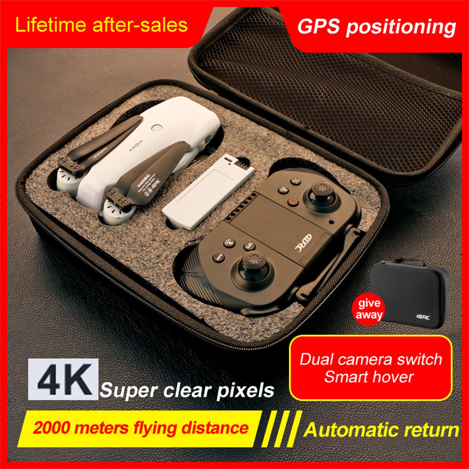 Drone avec Caméra 4K 2.4G/5G WiFi FPV Télécommande WiFi APP, 25 Minutes, Voler par Trajectoire, Maintien d'altitude, 3 Modes de Vitesses, pour Débutants&Professionnels, Facile à Diriger (2.4G Wifi)