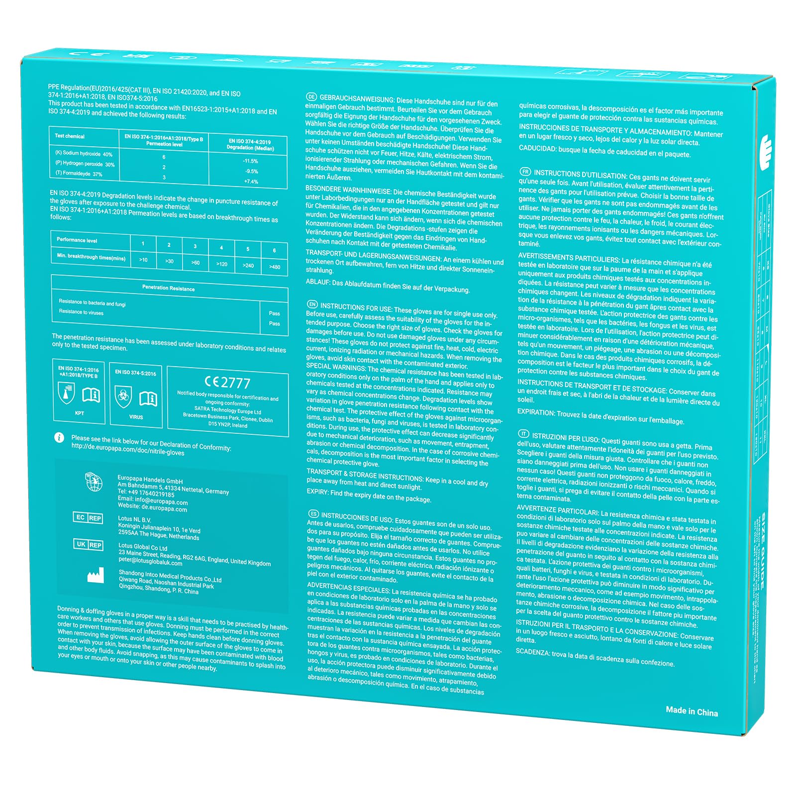 EUROPAPA® - 100 Guanti Monouso In Nitrile, Senza Lattice, Non Sterili (L, Bianco)