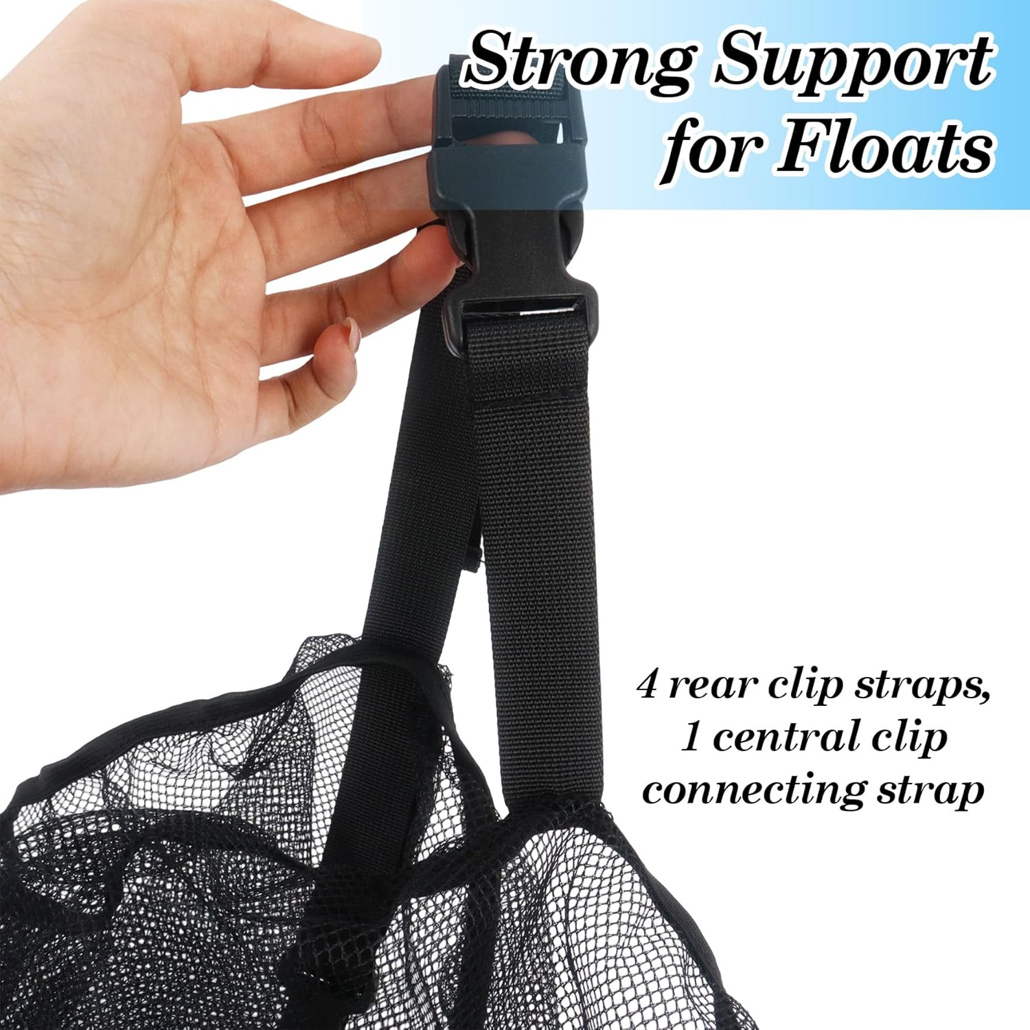 Klmnop 2 Pcs Large Pool Float Storage Net - 59x11.8x33.5in Heavy Duty Mesh Organizer with Straps for Fence, Poolside Hanging Net Bag for Inflatable Rafts, Floats, Pool Noodles, Balls and Swimming Ring
