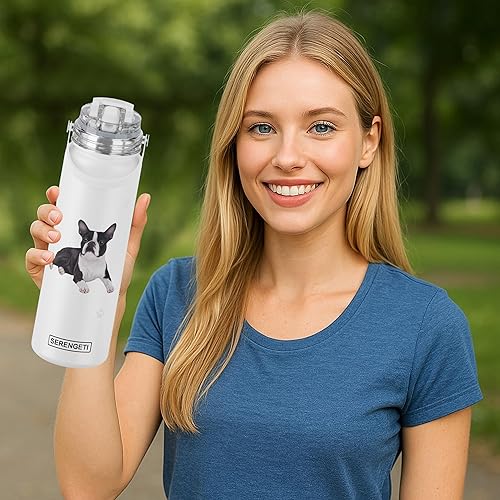 Miniatura 4 de SERENGETI - Botella de agua de acero inoxidable de 24 onzas con tapa a prueba de derrames, doble pared aislada al vacío, impresión 3D realista de tu