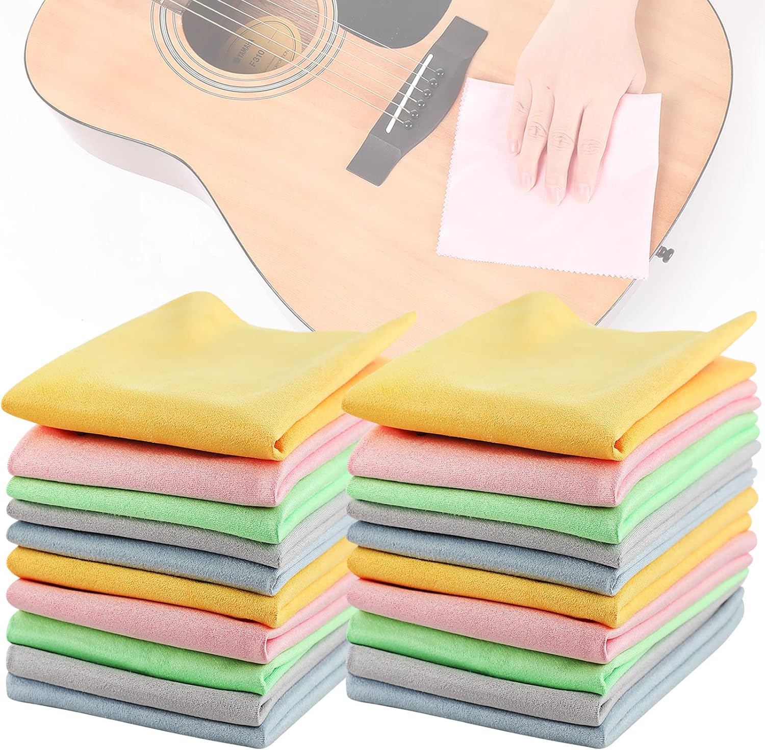 Tudomro 20 Pcs Guitar Cloths 12" x 12" Microfiber Piano