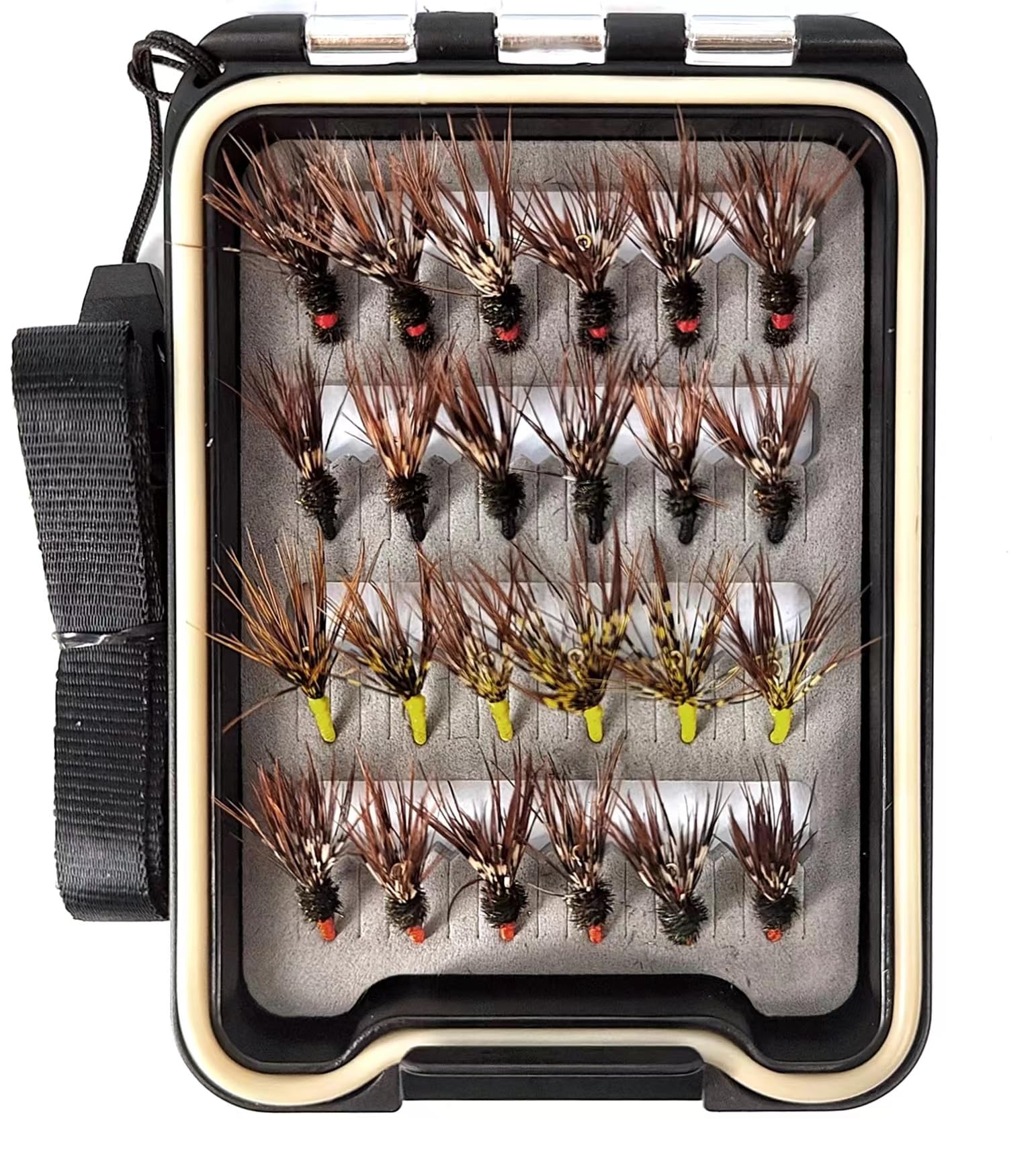 Wifreo 24PCS Tenkara Flies Flies with Waterproof Fly Box Tenkara Fishing Fly.Fly Fishing Flies for Trout, Grayling, Panfish, etc