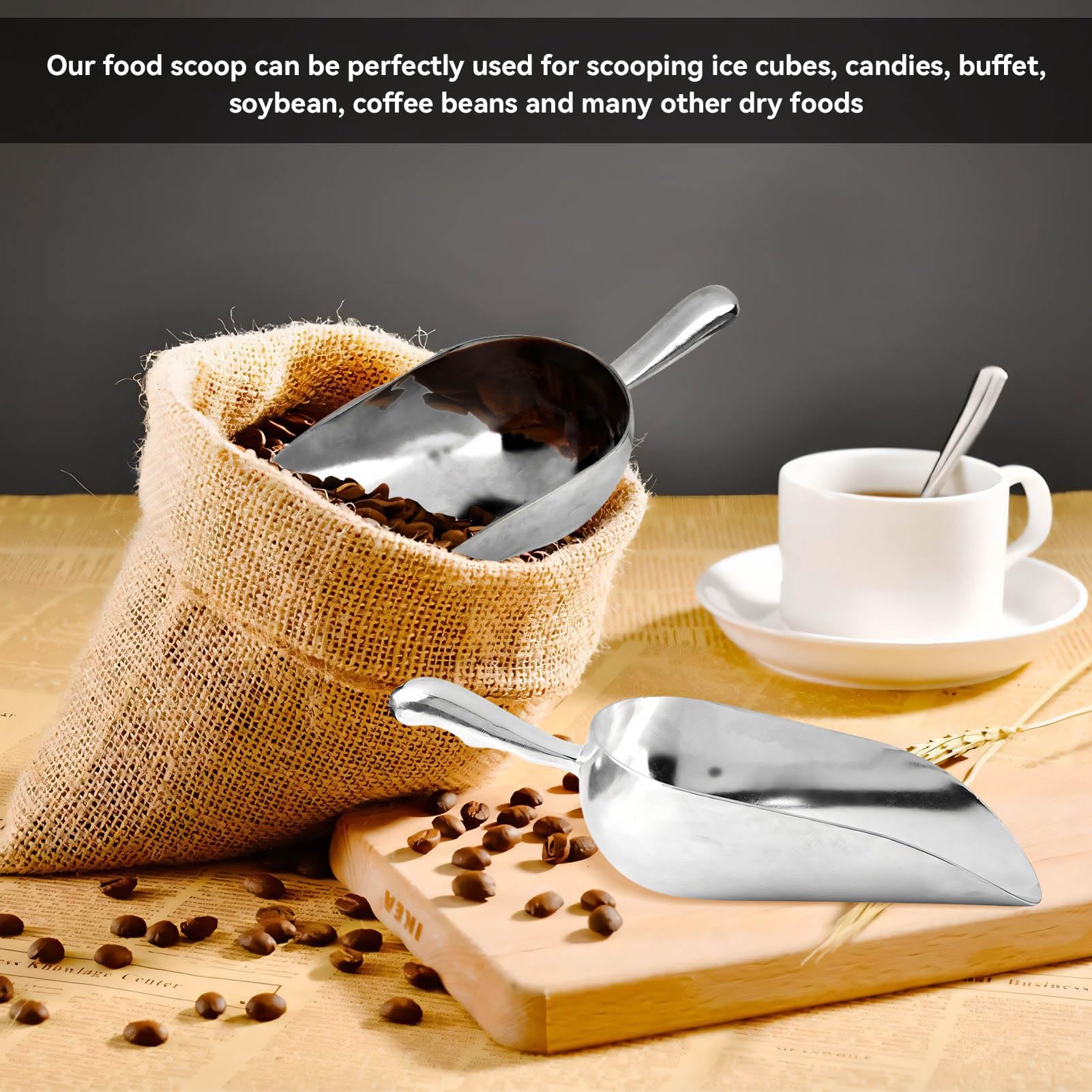 38 oz Cucina di ghiaccio in metallo, cucchiere di utilità da cucina Cucchiere di palla in alluminio Cucchiere di cibo per cani Cucchiere da cucina Gadget per chicchi di caffè di cubo di ghiaccio