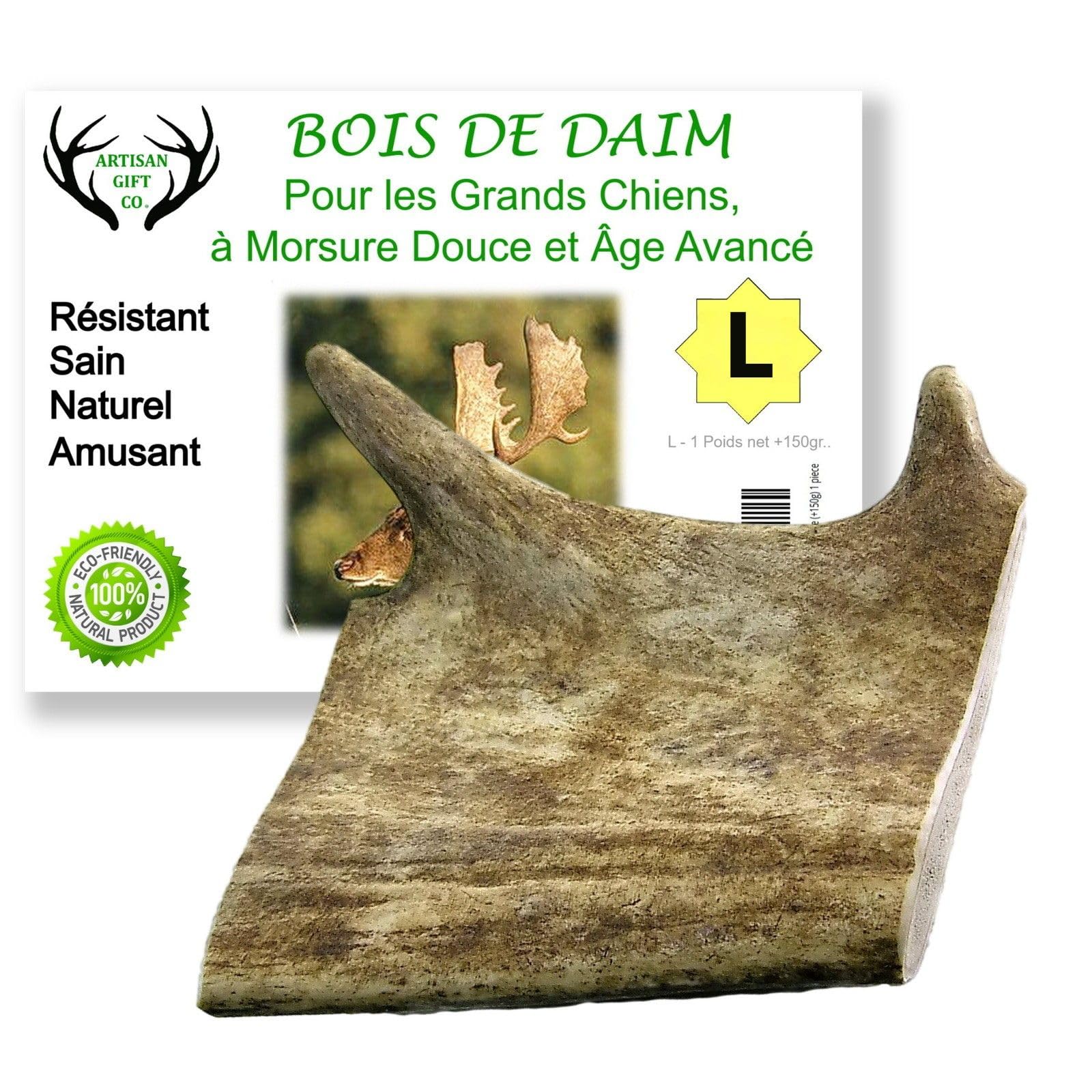 Bois de Daim, Taille L - 1, (150 g) | Cornes Naturelles pour Chiots et Chiens a Mâcher