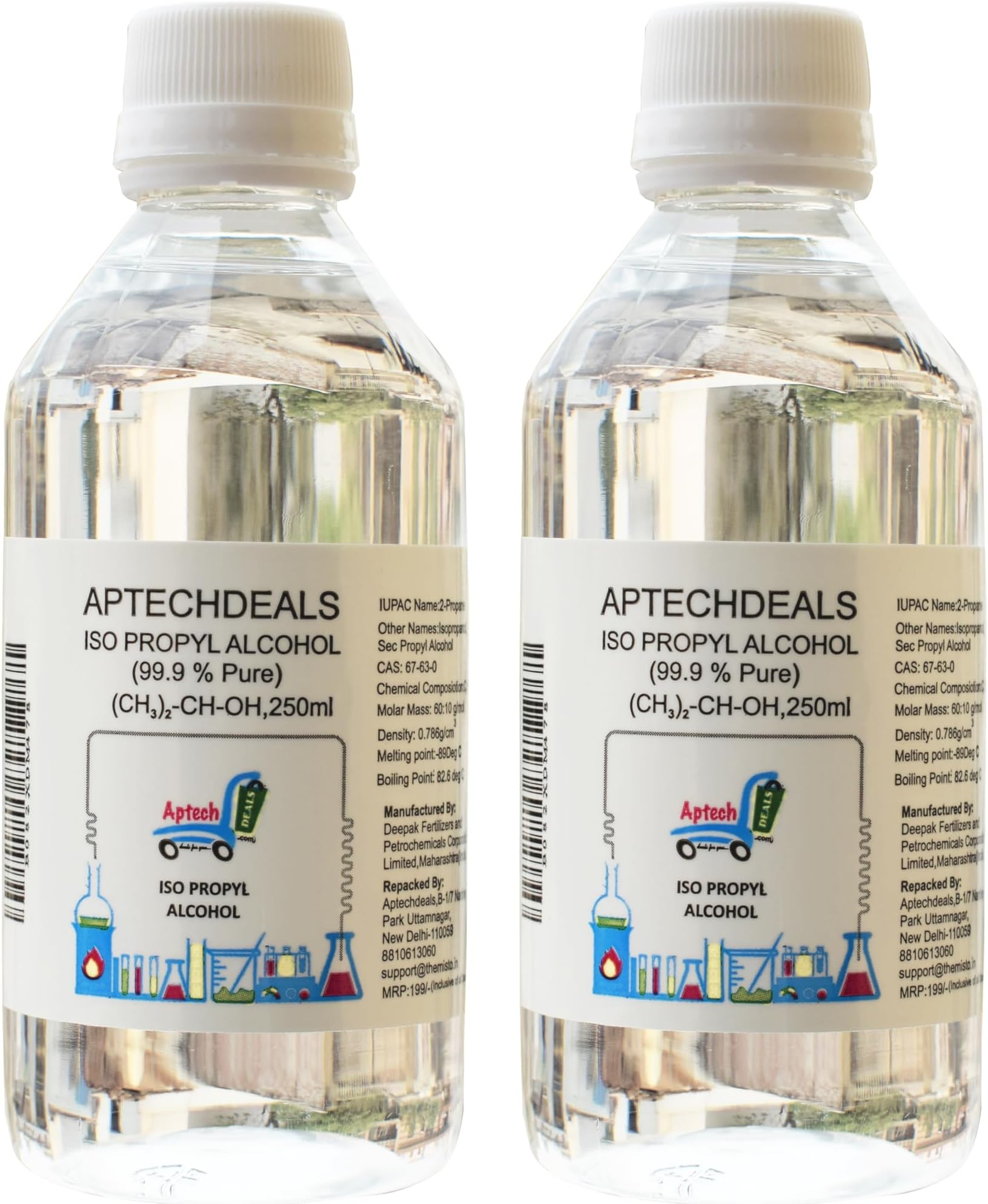 IPA Iso-Propyl Alcohol 99.9% [(CH3)2-CH-OH] CAS: 67-63-0, 250ml (Pack of 2)