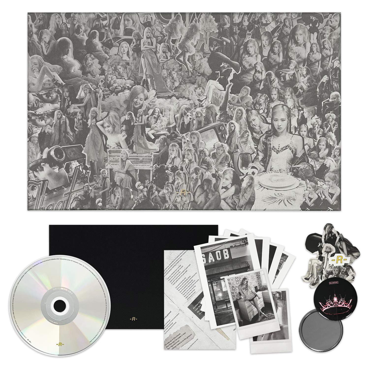 Blackpink Rose 1st Single Album [-R-] CD + Photobook + Lyrics Paper + Sticker Set + Postcard + Polaroid + Official Poster