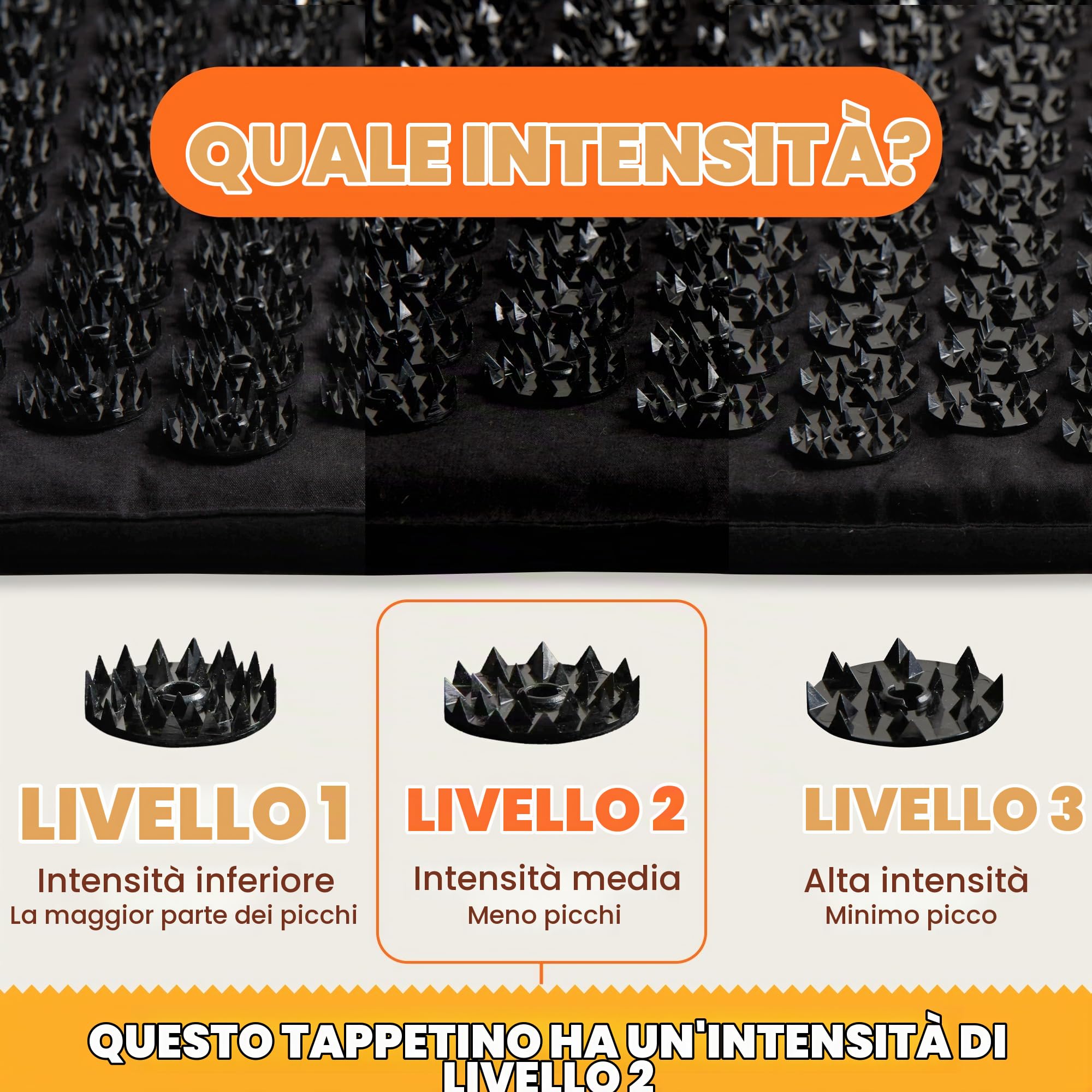 Shakti Mat Luxury Edition Nero - Il Tappetino Per Agopressione Per Mal Di Schiena Lombalgia Sciatalgia Stress E Insonnia - 10 Cm In Più