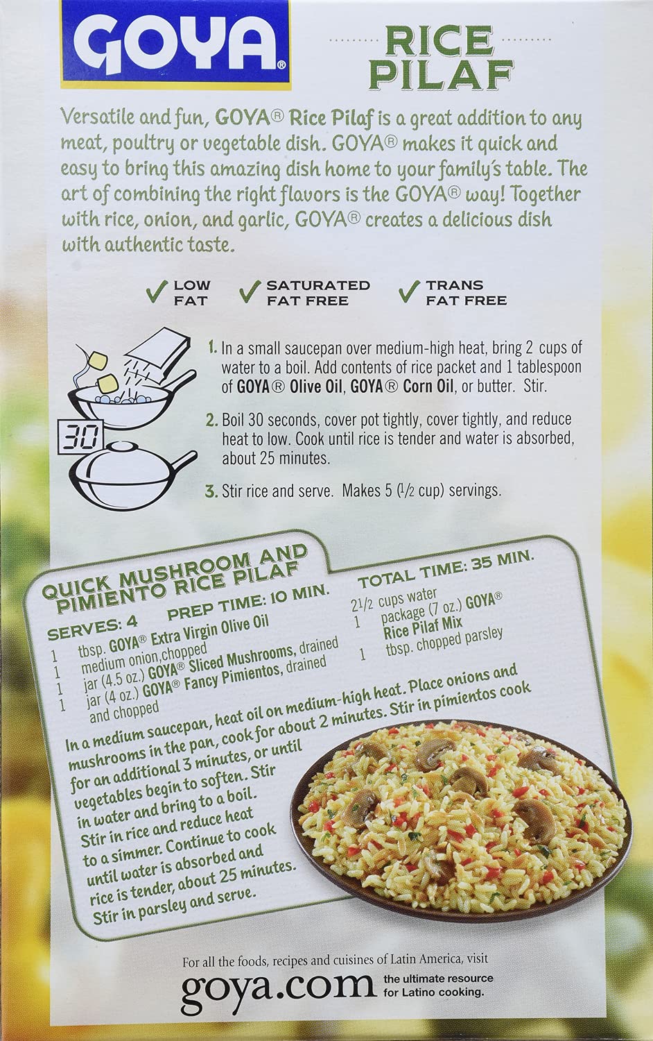 Goya Foods Authentic Style Rice Pilaf Mix, 7 Ounce (Pack of 12)