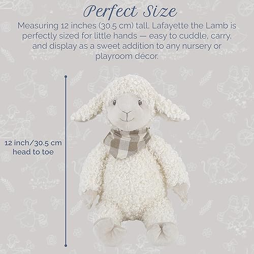 Miniatura 3 de MON AMI Lafayette - Animal de peluche de cordero suave de 12 pulgadas, juguete de animales de granja para todas las edades, juguete de peluche suave