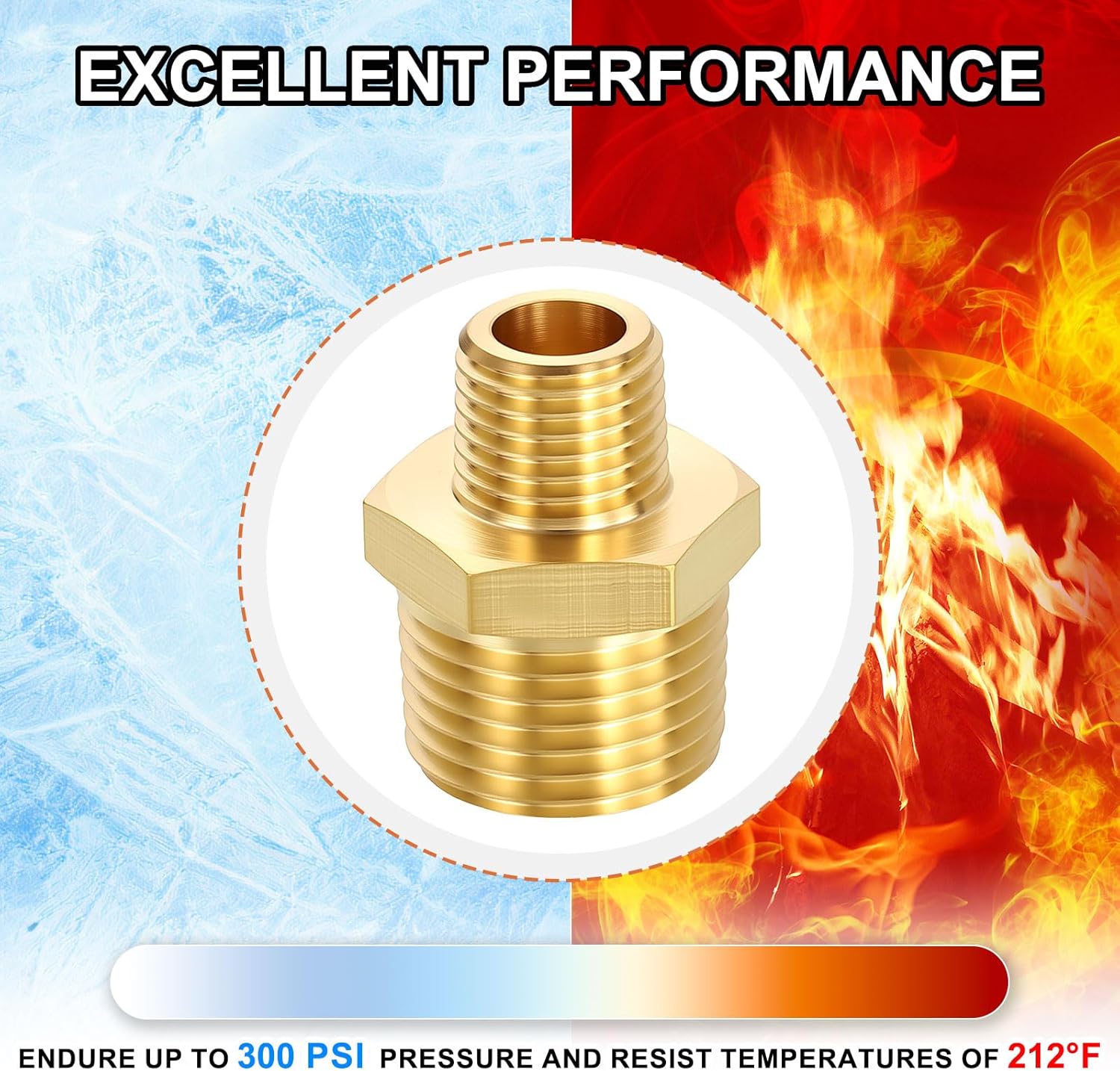 5 Pack Male to Male Adapter, 1/2" MNPT x 1/4" MNPT Hex Nipple Pipe Extension Fitting W/Sealing Tape for Industrial, Fluid Transfer, Home Gardening, Water Treatment, Gas Line