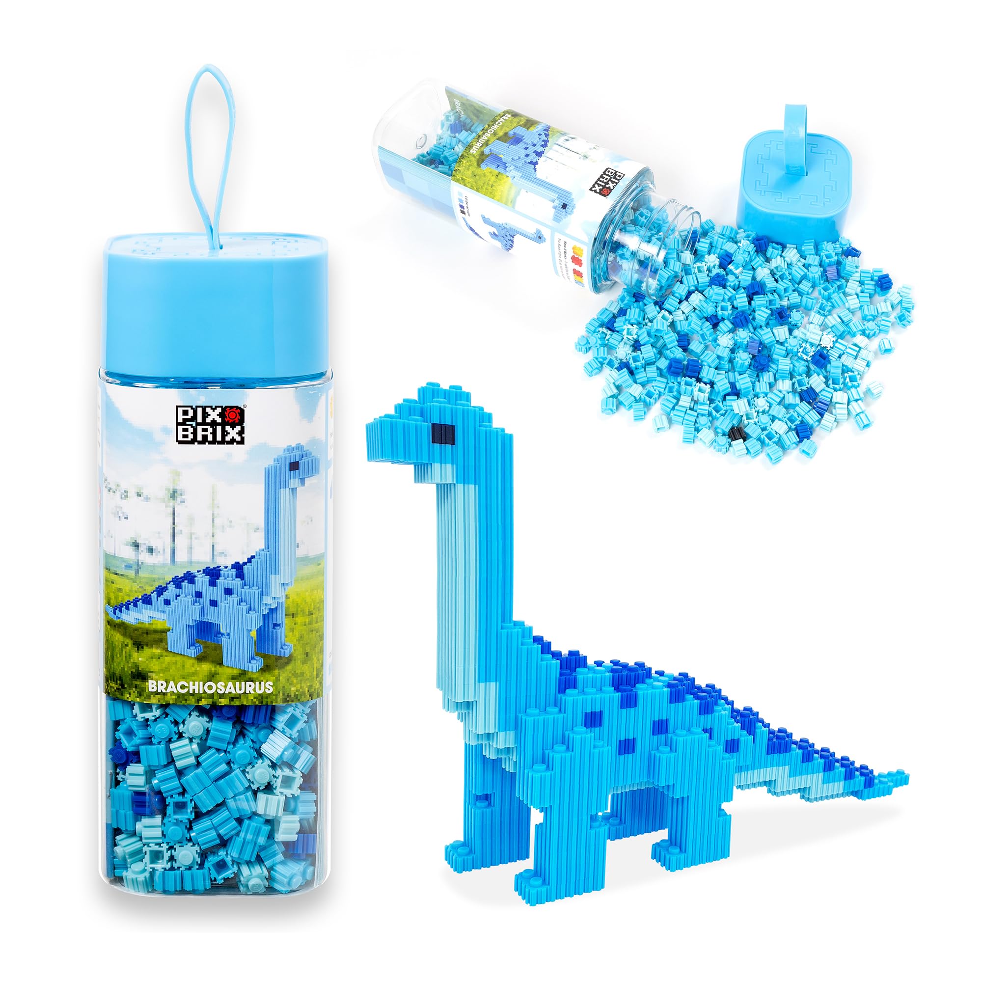 Pix Brix Pixel Art kit Puzzle Bricks – Dinosaur Series, Brachiosaurus – Patented Building Brick Set to Recreate Your Favorite Dino, Includes 808
