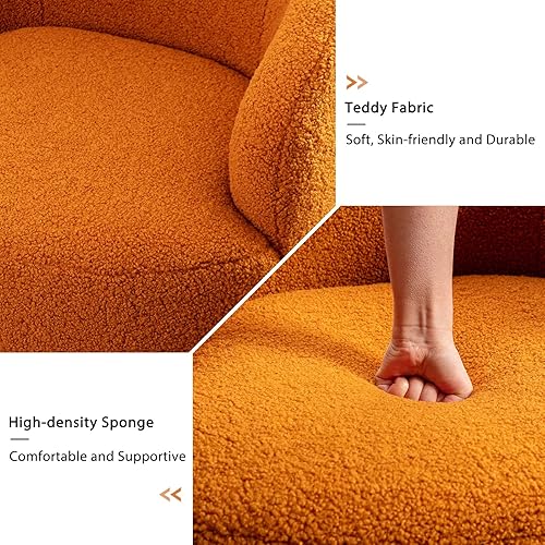 Miniatura 18 de KIVENJAJA Teddy Sherpa - Silla giratoria tapizada con brazo redondo moderno, giratorio de 360 grados, sillón individual pequeño para guardería, sala